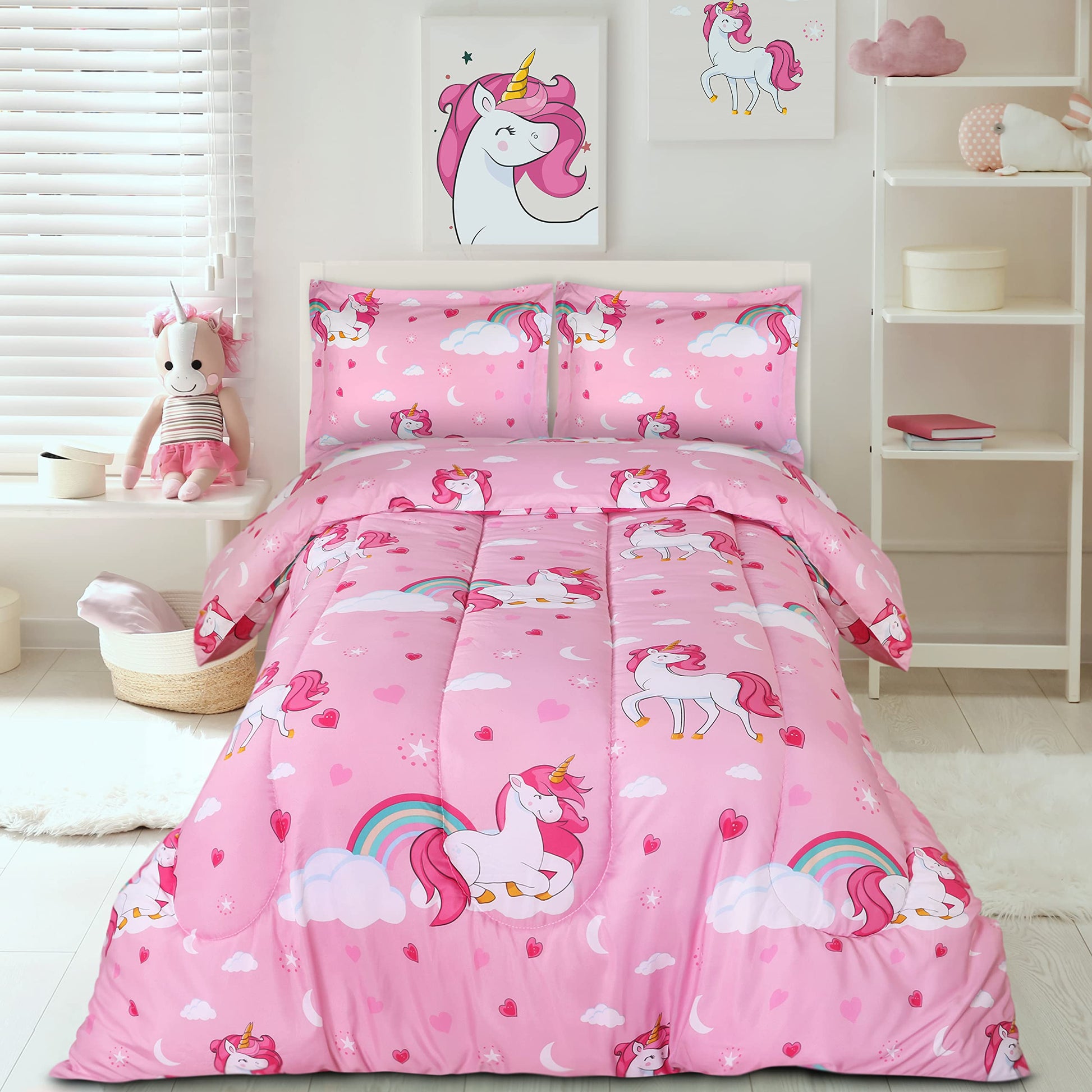 Utopia Bedding All Season Unicorn Comforter Set with 2 Pillow Cases, 3 Piece Soft Brushed Microfiber Kids Bedding Set for Boys/Girls, Machine Washable (Twin)