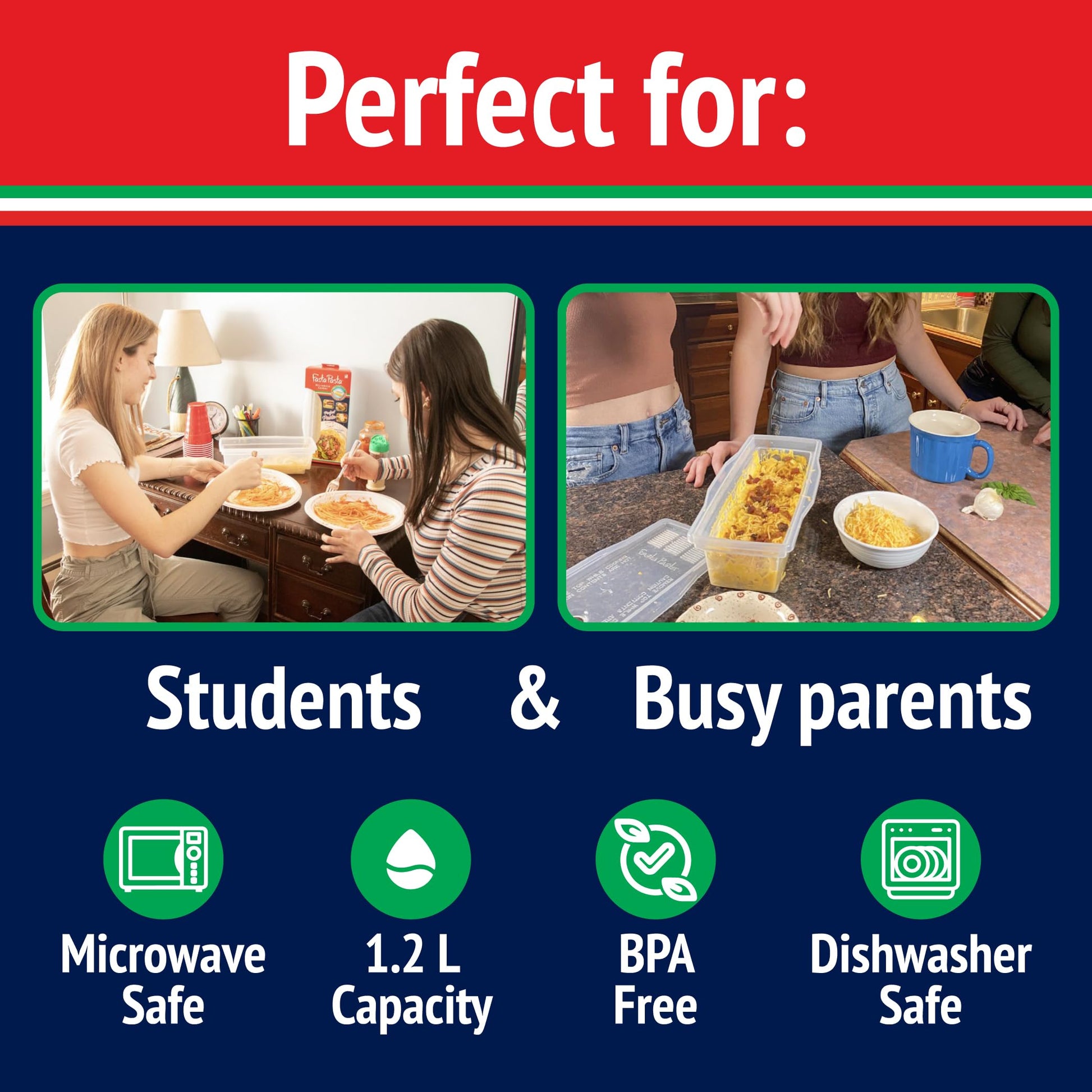 The Original Fasta Pasta Microwave Cooker with Lid & Built-in Strainer-No More Messes, Waiting for Water to Boil, or Sticky Noodles-Perfect Al Dente Pasta Every time- Patented Design, It Really Works