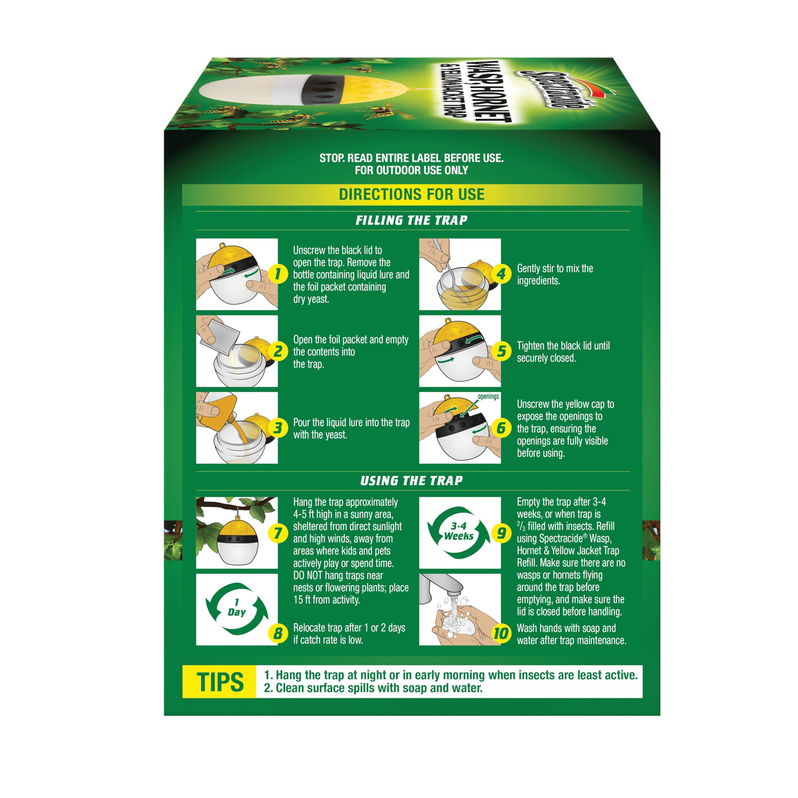 Spectracide Wasp, Hornet & Yellowjacket Trap, Hanging Wasp & Hornet Trap with a Quick-Drown Formula That Submerges & Kills Insects, 1 Count
