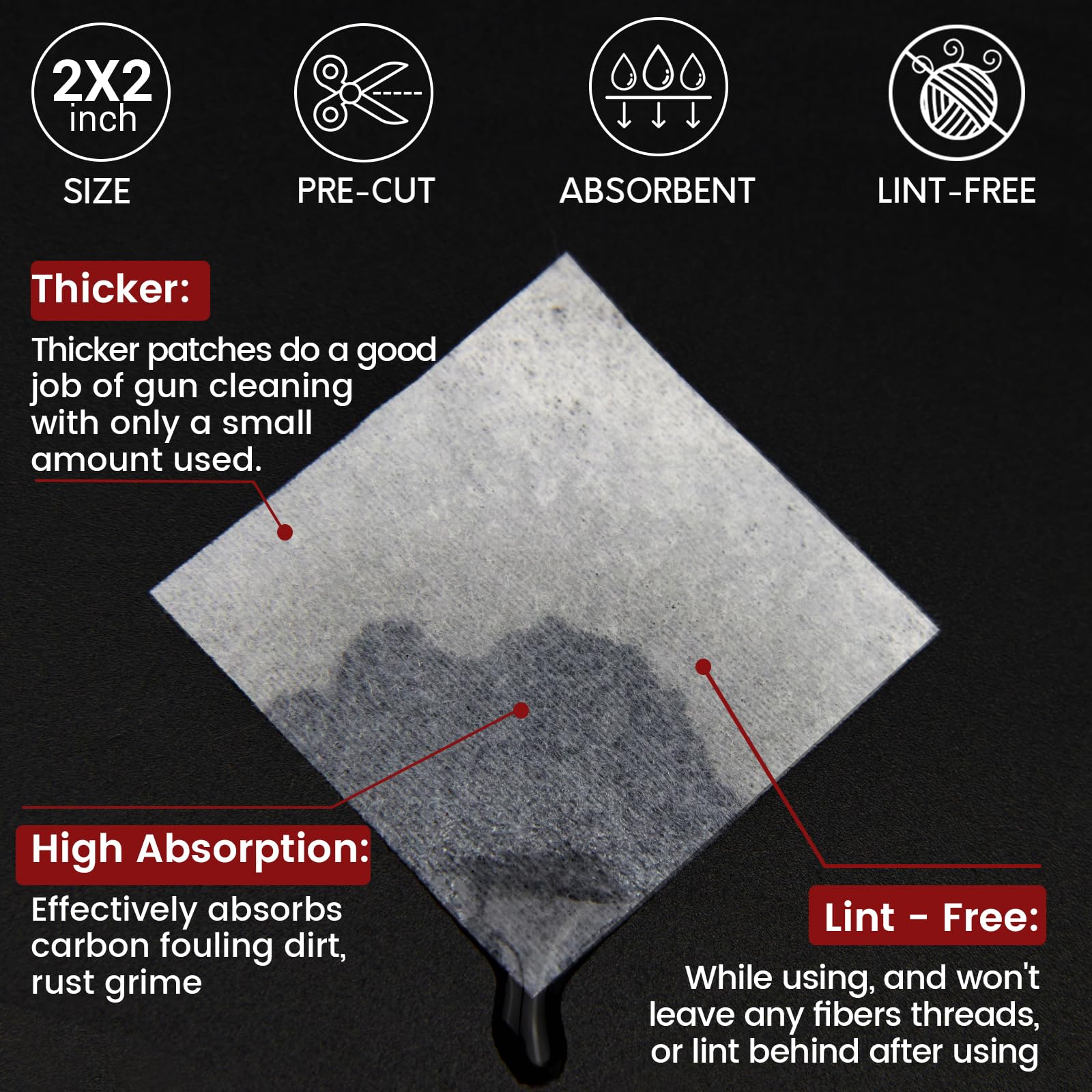 Gun Cleaning Supplies in Storage Box - Gun Cleaning Patches 300PCS and Long Cotton Swabs 200PCS, 6" Cotton Swabs, 2" x 2" Lint Free Cloth Fit Most Caliber Firearms .30/.38 Cal/ 9 mm
