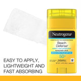 Neutrogena Beach Defense Water-Resistant SPF 50+ Sunscreen Stick, Broad Spectrum UVA/UVB Protection, PABA- & Oxybenzone-Free Face & Body Sunscreen Stick, Hands-Free Application, 1.5 oz