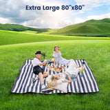 sapsisel 80”x 80” Picnic Blanket Extra Large, Waterproof and Foldable Beach Blanket, 3-Layer Outdoor Blanket for 6 to 8 Adults, for Camping, Park, Beach, Grass, Indoors…