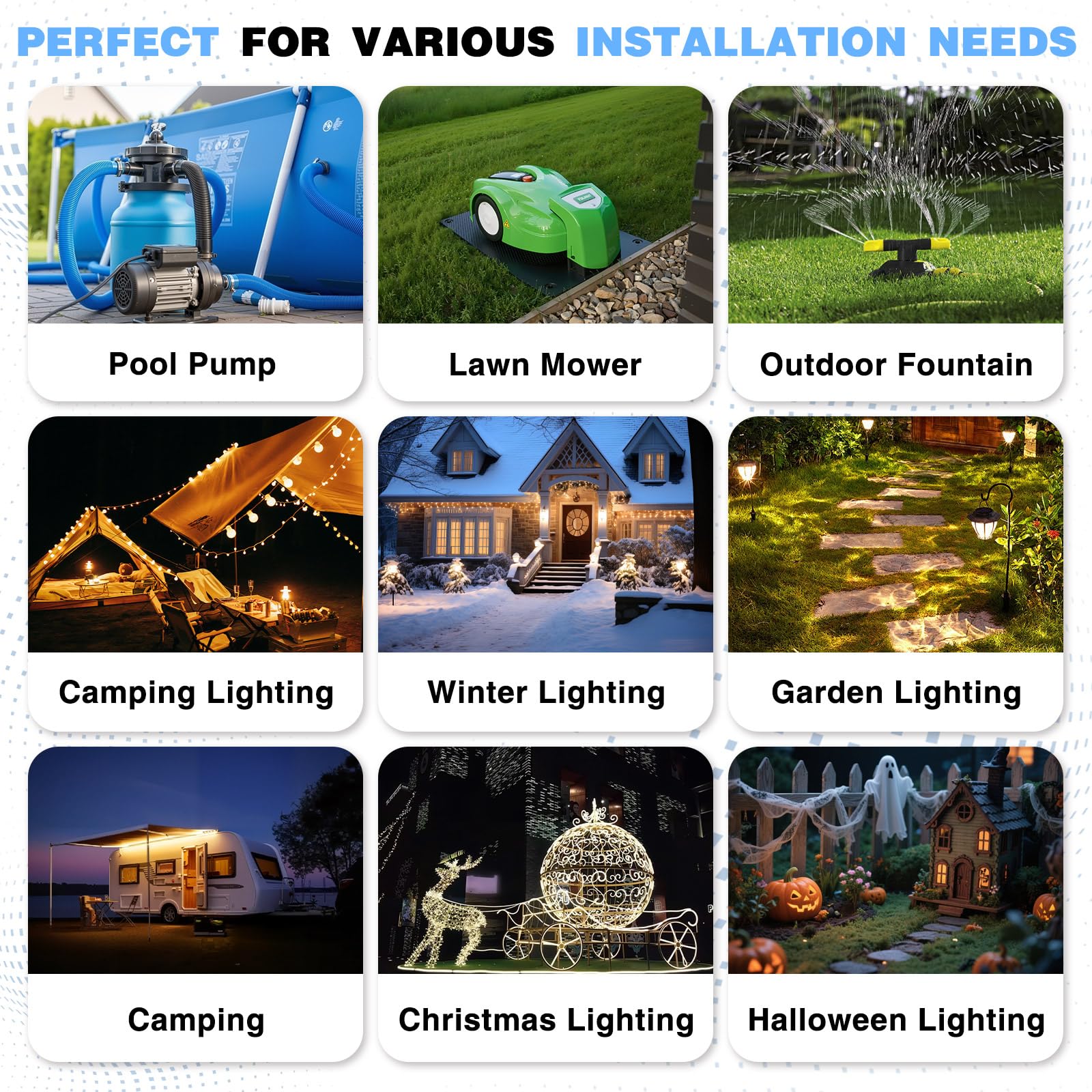 Flemoon Large Outdoor Electrical Box (12.5 x 8.5 x 5 inch), IP54 Waterproof Extension Cord Cover Weatherproof, Protect Outlet, Plug, Socket, Timer, Power Strip, Holiday Light Decoration, Black