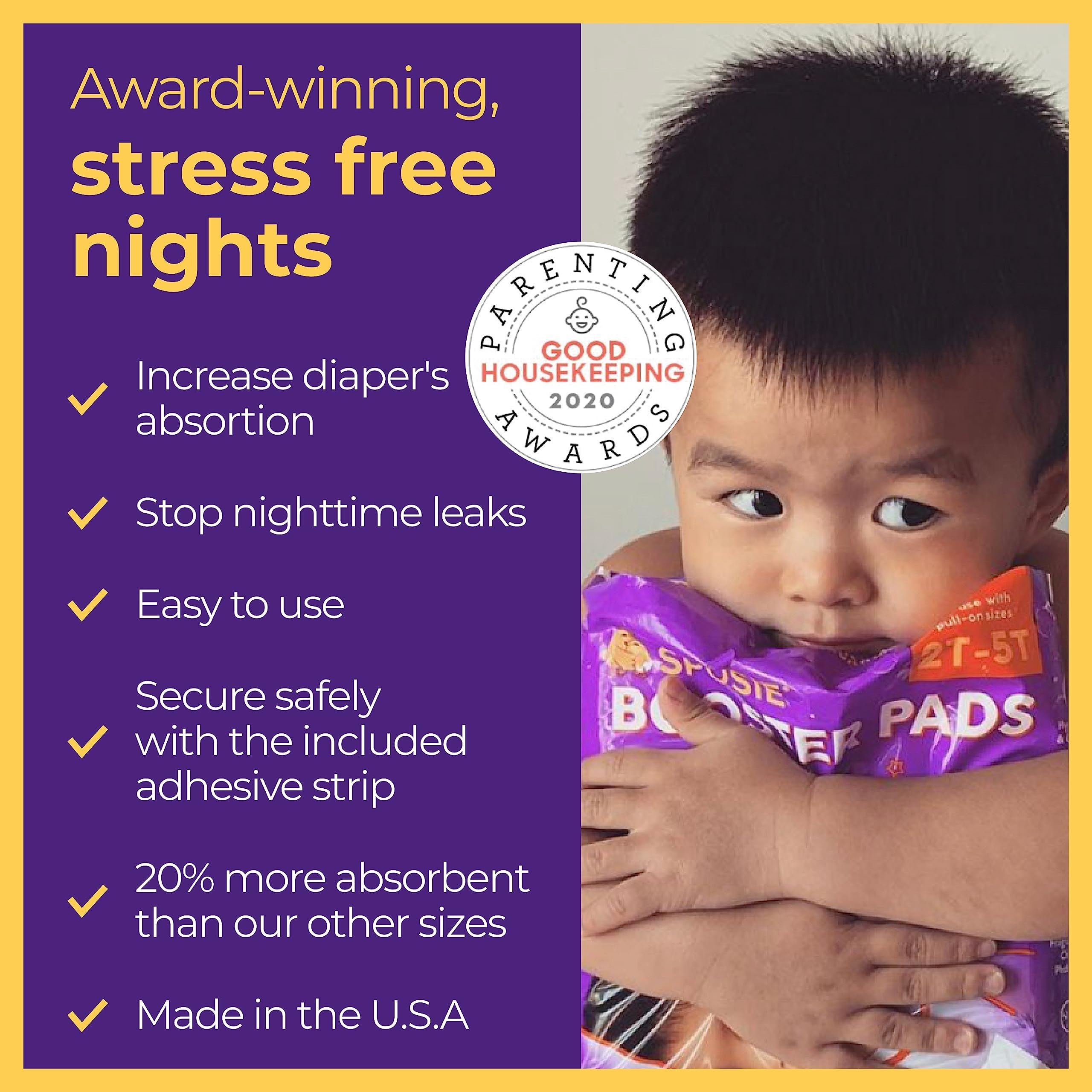 Sposie Diaper Booster Pads | Stop Leaks in Baby Overnight, Nighttime Diapers | Disposable Toddler Training Underwear Girls & Boys | Adhesive Diaper Pad | 84 Count (Pack of 1)