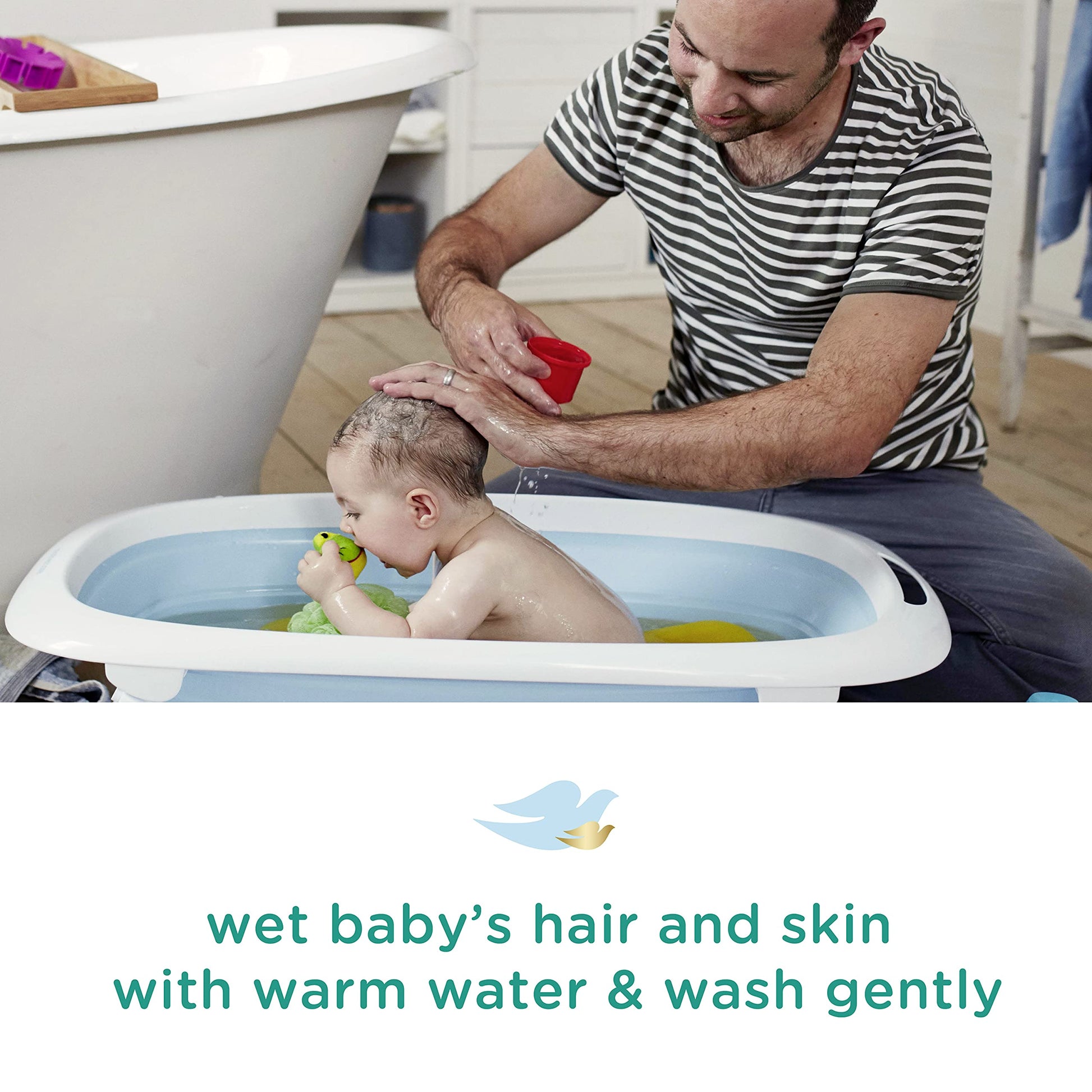 Baby Dove Sensitive Skin Care Baby Wash For Bath Time, Moisture Fragrance Free and Hypoallergenic, Washes Away Bacteria 20 oz