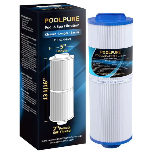 POOLPURE 4CH-949 Spa Filter Replaces Pleatco PWW50L, Filbur FC-0172, SD-01143, 817-4050, Rising Dragon 50, Waterway Teleweir 50 sqft Filter Cartridge (1 Pack)