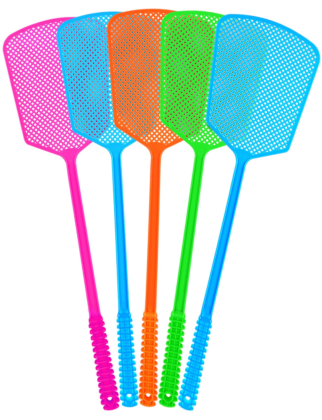 Fly Swatter,5 Pack Plastic Heavy Duty Manual Fly Killer, Long Handle Flyswatter, Large Bug Swatters That Work for Indoor and Outdoor