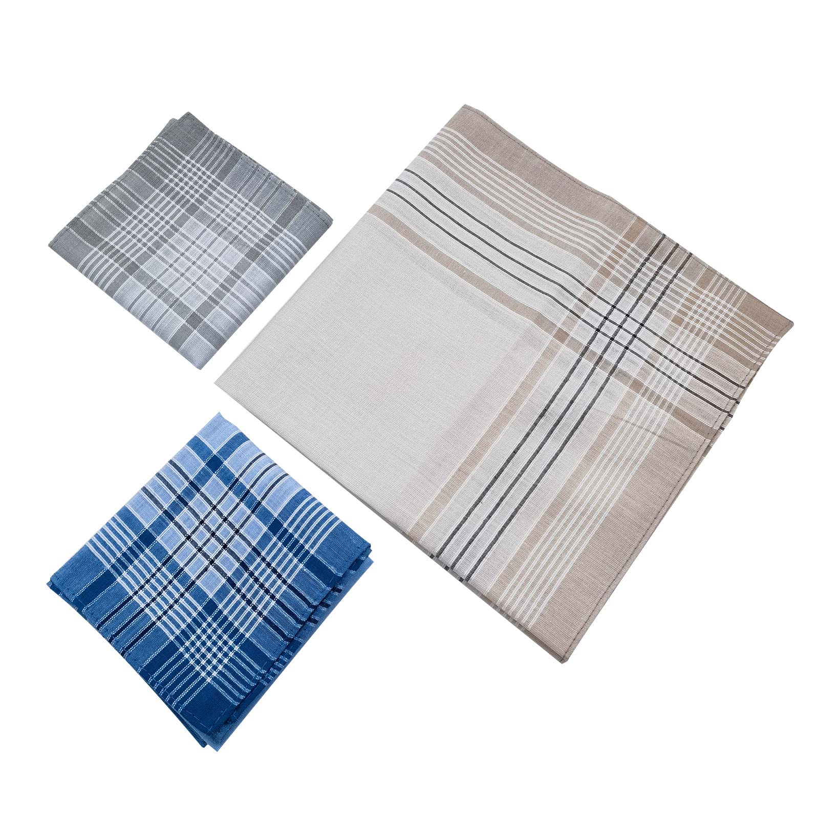 emlstyle Men's Handkerchiefs 100% Cotton Handkerchief with Check