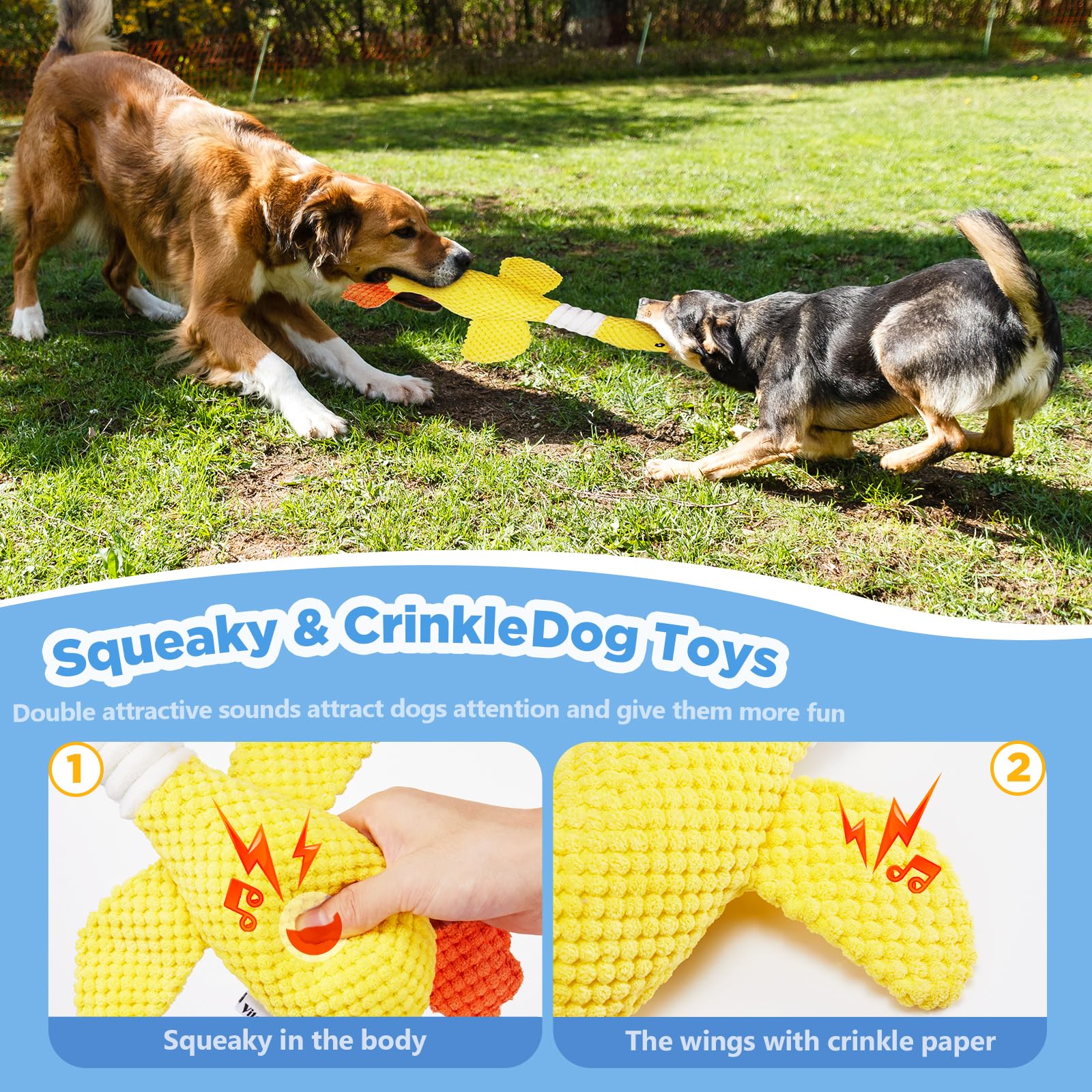 Vitscan Durable Dog Toys for Aggressive Chewers Large Breed/Dog Chew Toy/Indestructible Tough Squeaky Dog Toys/Interactive Dog Toys for Large Dogs/Plush Puppy Toys/Puppy Chew Toys for Teething