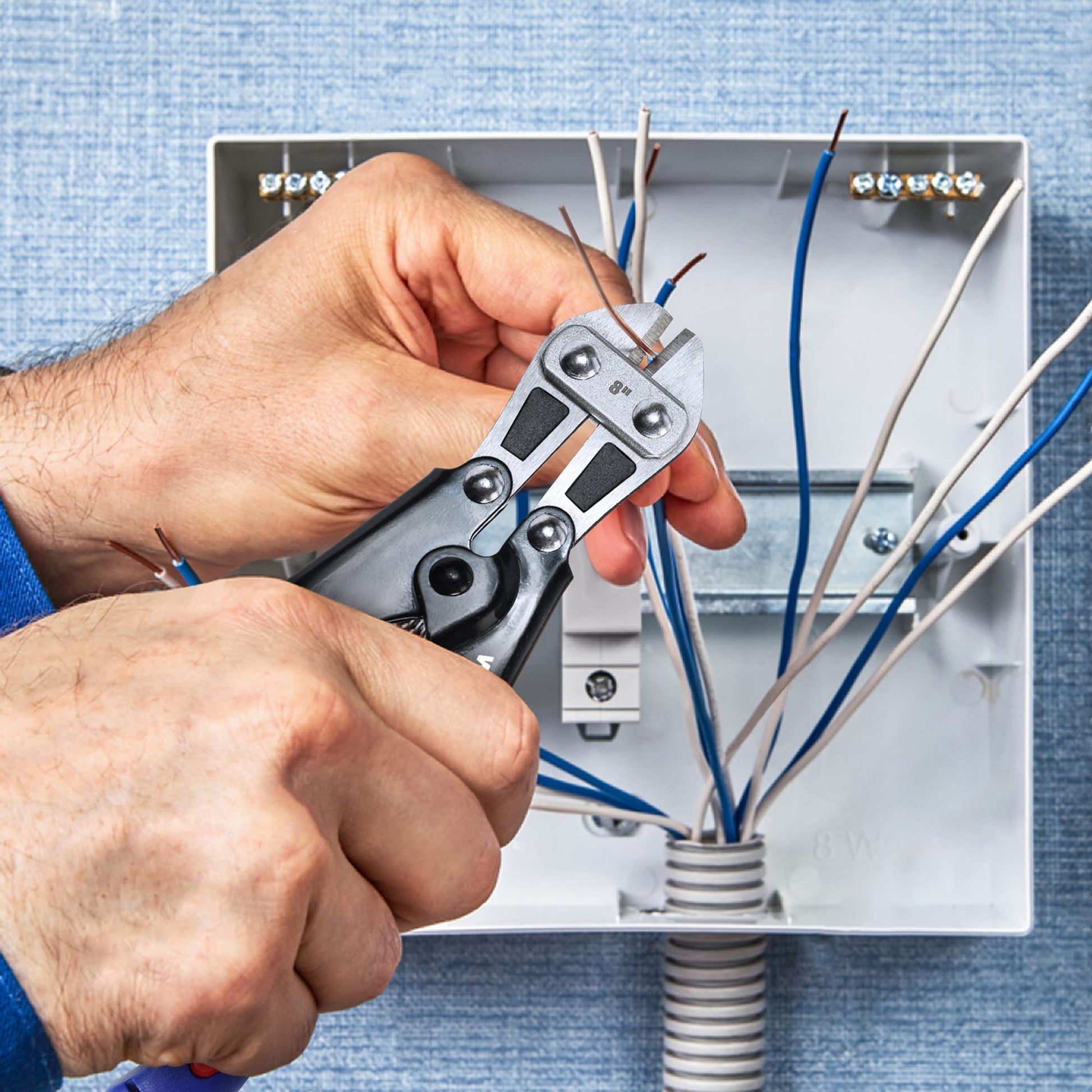 WORKPRO Mini Bolt Cutter 8-inch, Spring Loaded Small Heavy Duty Wire Cable Cutter, Snips Clippers with Soft Anti-Slip Handle