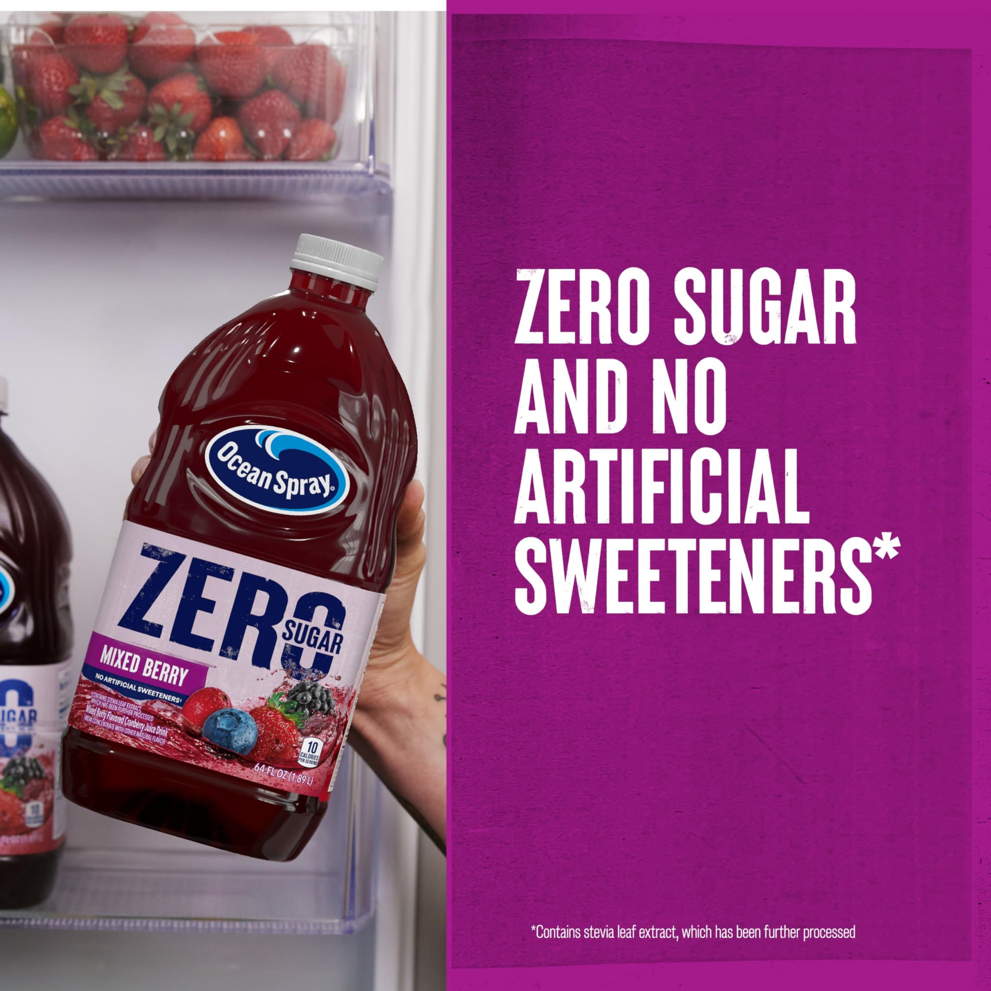 Ocean Spray® ZERO Sugar Mixed Berry Juice Drink, Cranberry Juice Drink Sweetened with Stevia, 64 Fl Oz Bottle