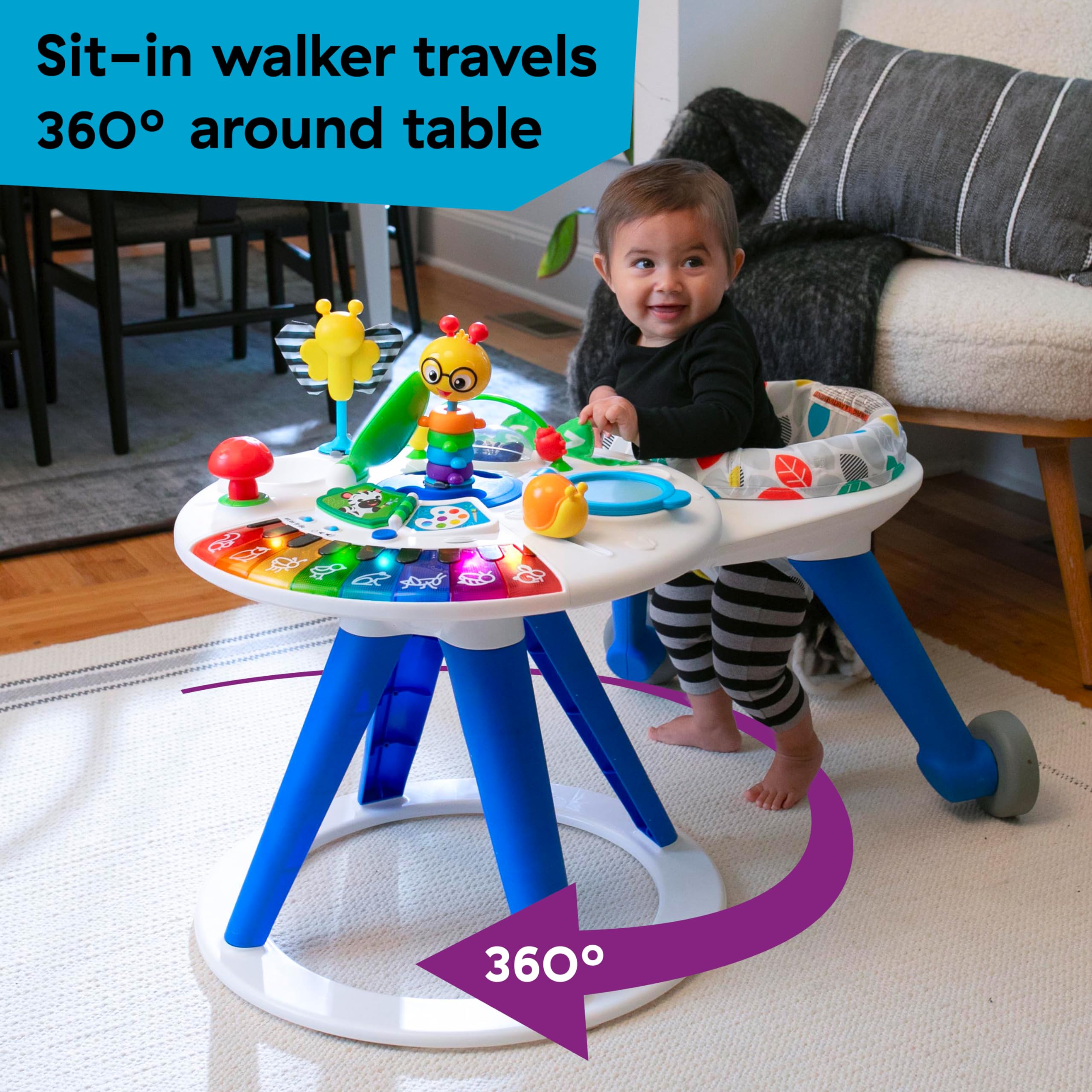 Baby Einstein Around We Grow 4-in-1 Walker, Discovery Activity Center and Table, Age 6 Months and up