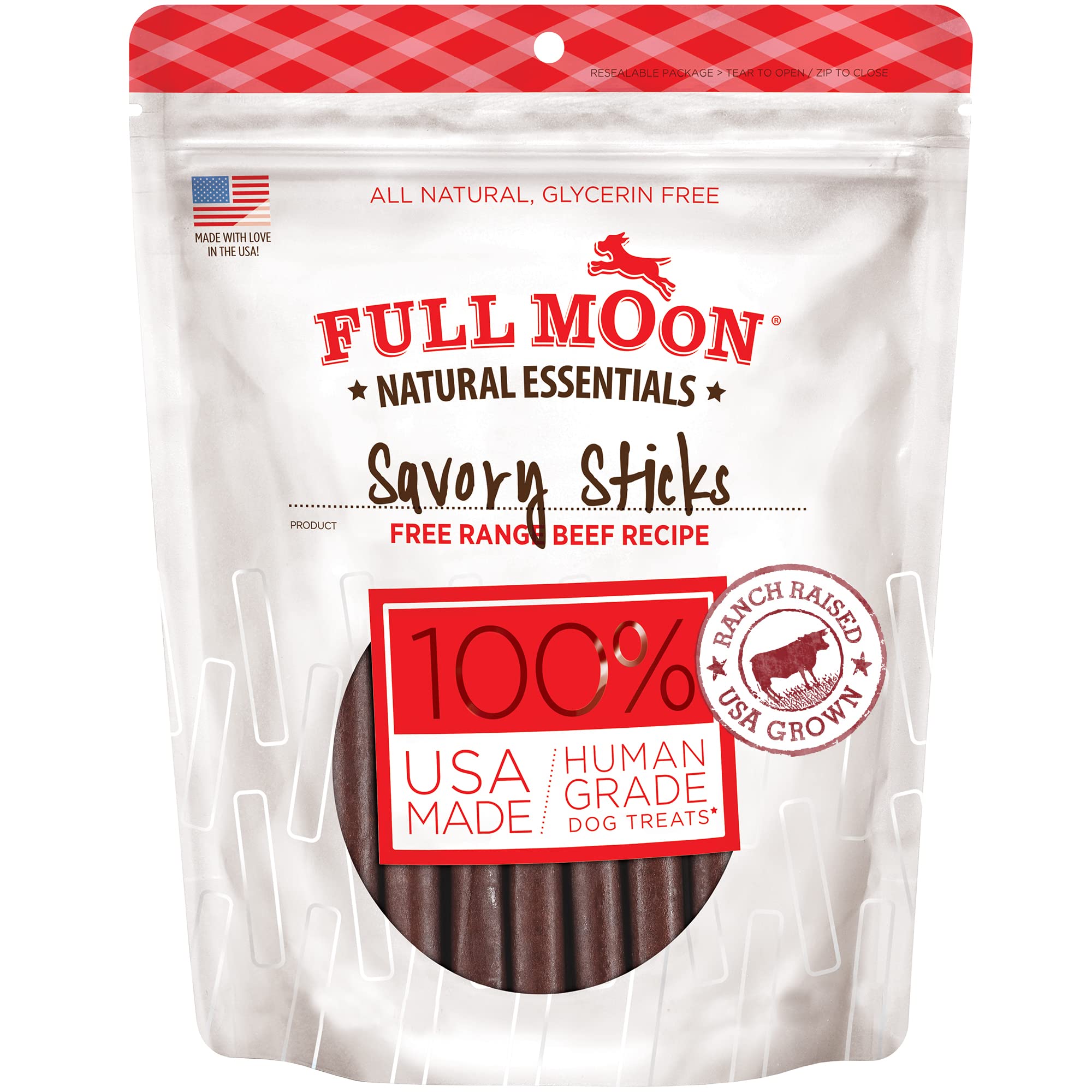 Full Moon All Natural Human Grade Dog Treats, Essential Chicken Savory Sticks, 16 Ounce