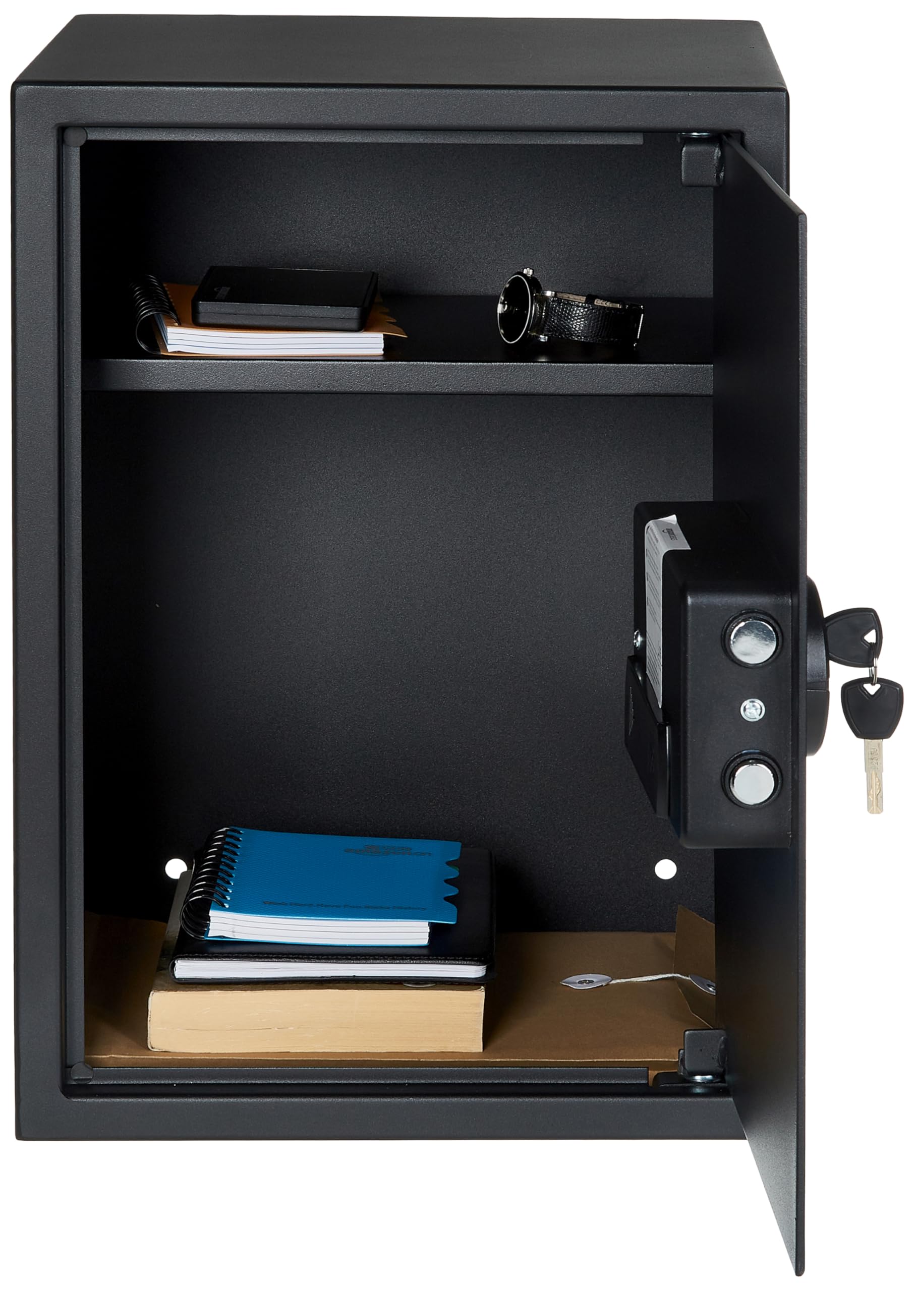 Amazon Basics Steel Home Security Electronic Safe with Programmable Keypad Lock for Documents, Jewelry, Valuables, 1.8 Cubic Feet, Black, 13.8"W x 13"D x 19.7"H