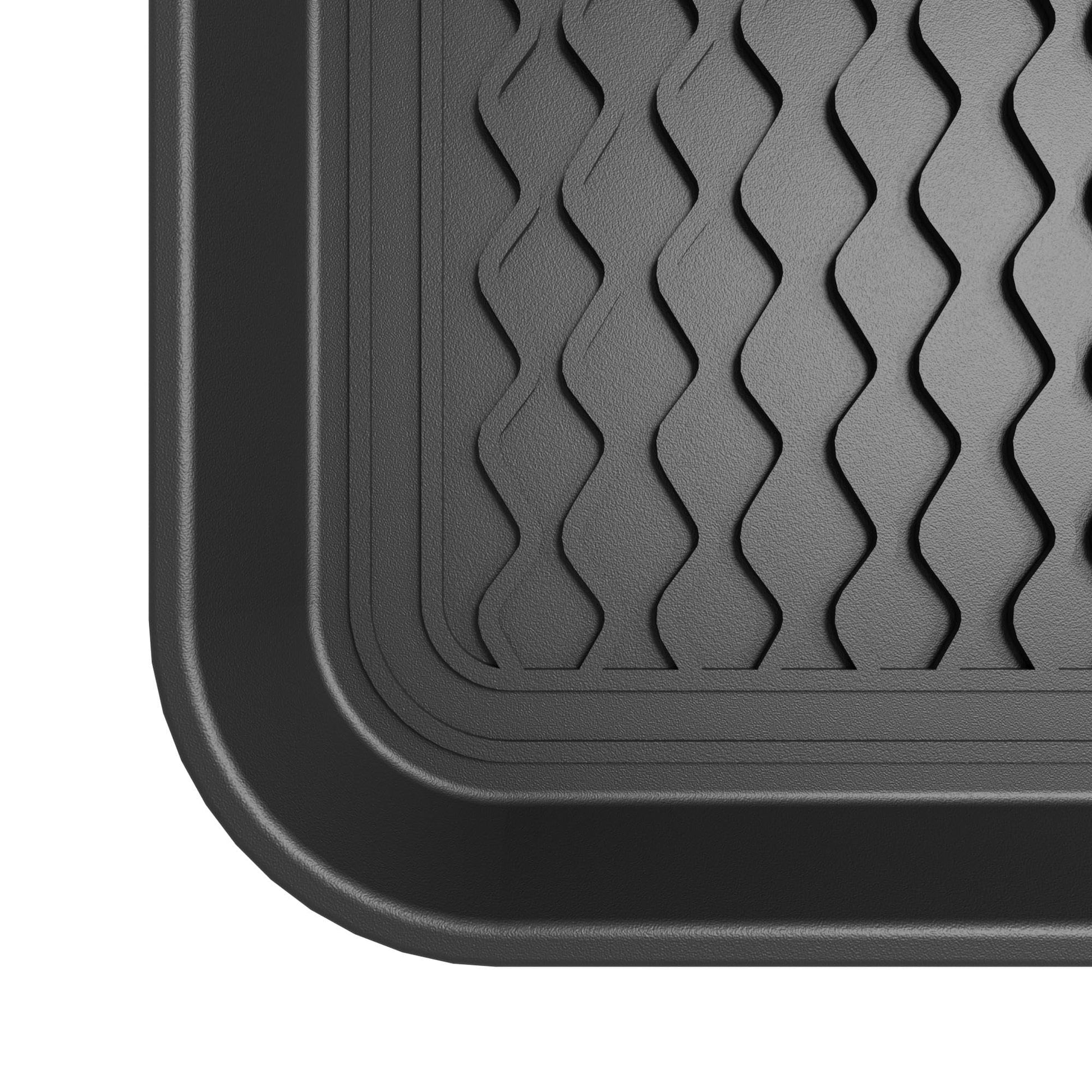 Ottomanson 15” x 30” Multi-Purpose Boot Tray - Waterproof Mat for Shoes, Pet Food, Litter Box, Painting & Planting - 1.2” Raised Edge for Spill Protection