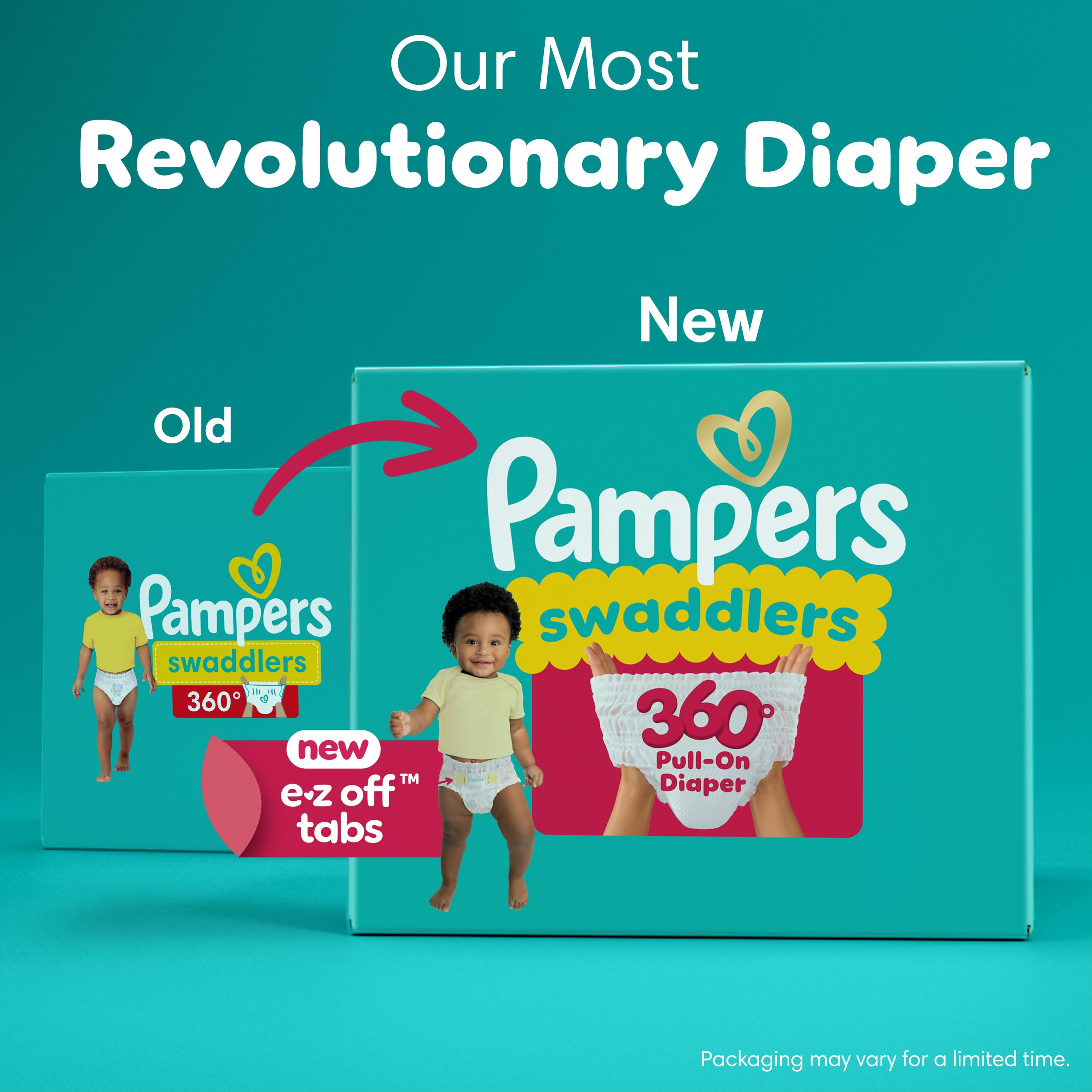 Pampers Diapers - Swaddlers 360° - Size 5, 17 Count, up to 100% Leakproof Comfy Dry Fit, Designed for Easy Changes, Pull On Baby Diaper