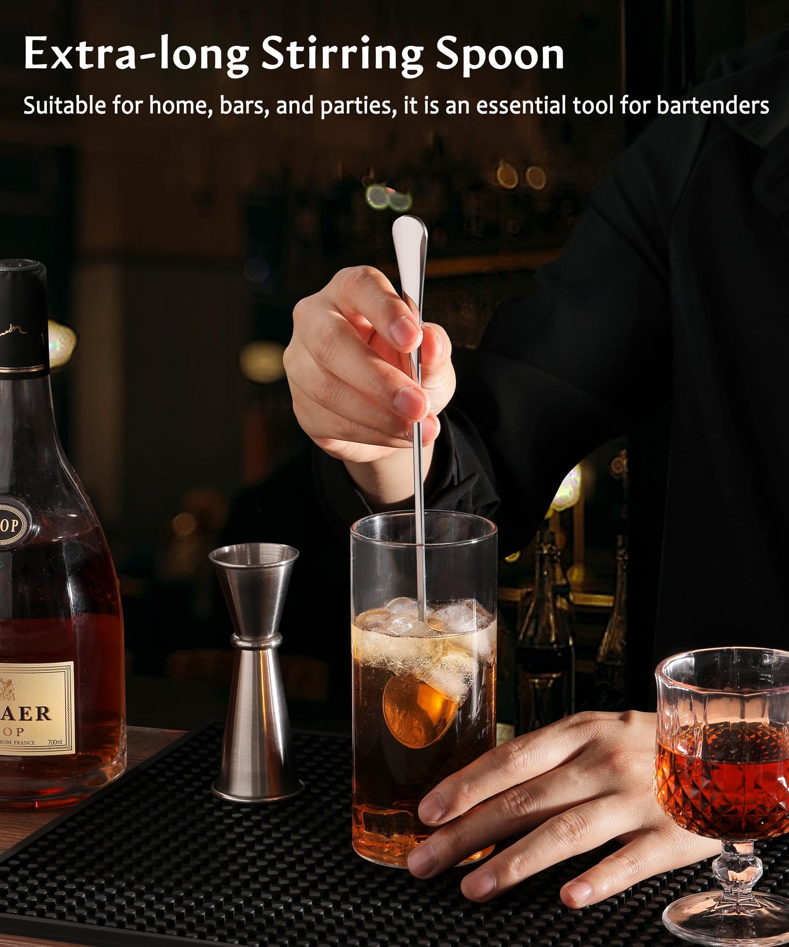 Lovingly Yours 9.5-Inch Long Spoon for Stirring, Ice Cream, Coffee, Cocktail, Stainless Steel Long Handle Iced Tea Spoons Set of 4