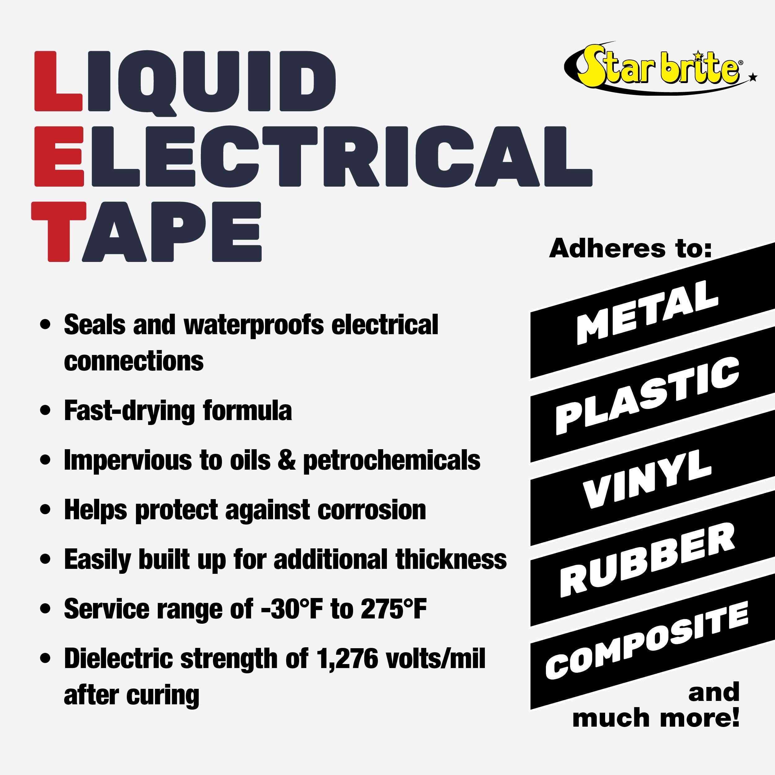 STAR BRITE Liquid Electrical Tape with Applicator Brush Cap Black4 OZ. (084104B)