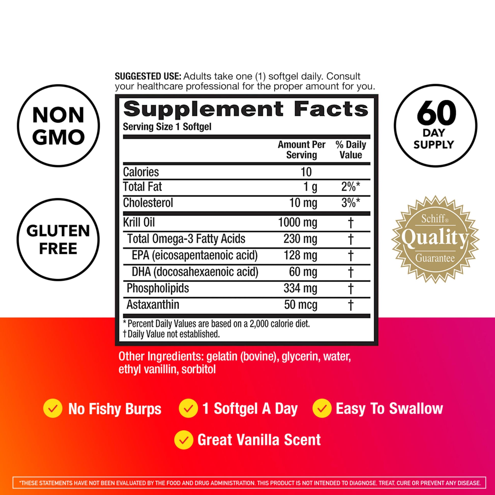 MegaRed Ultra Strength 1000mg Omega-3 Krill Oil Supplement with EPA/DHA, Astaxanthin & Phospholipids, No Fish Oil Aftertaste Supports Heart, Brain, Joint and Eye Health, 60 Count Softgels.