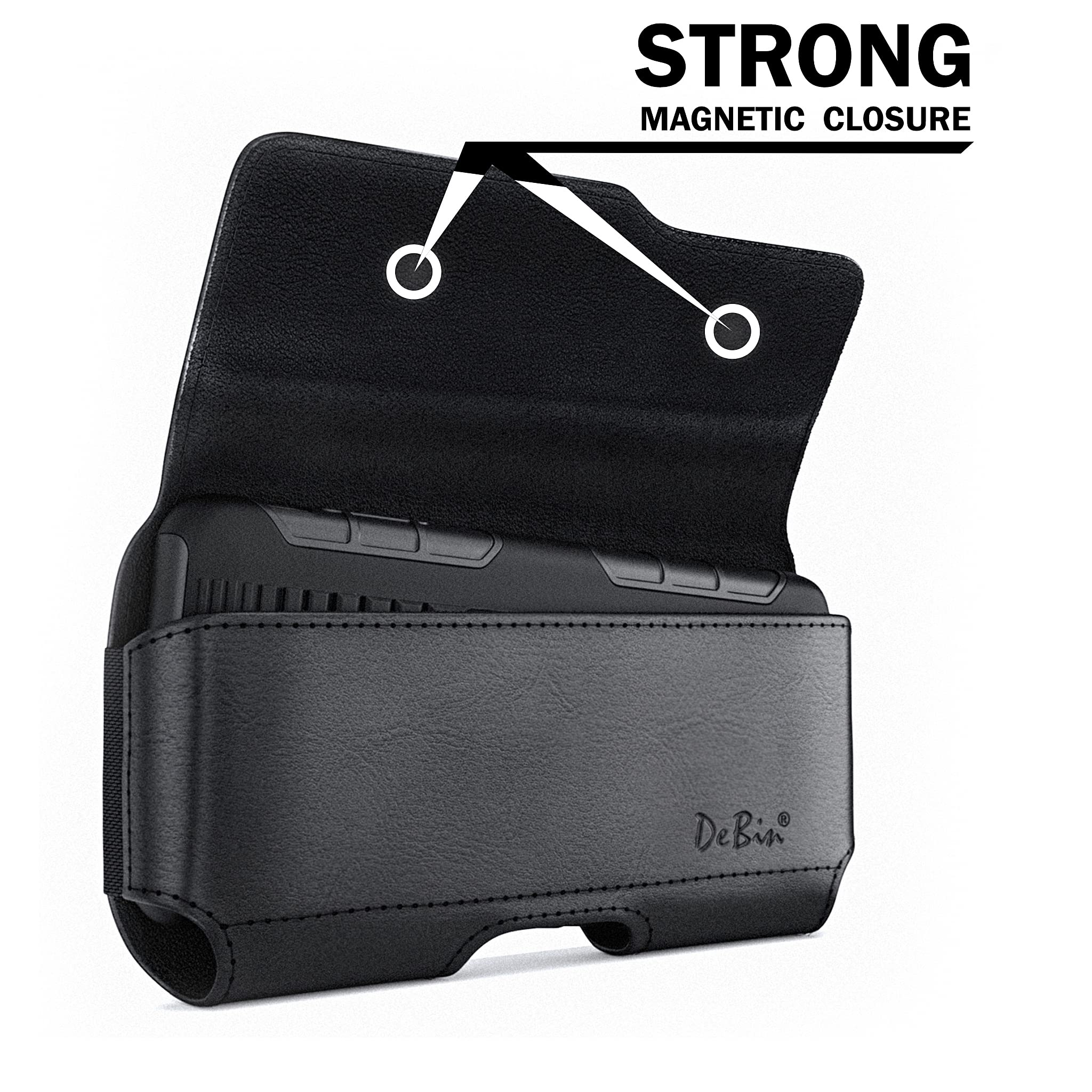 DeBin Holster for iPhone 16 Pro 16e 15 15Pro 14 13 12 11 Xs 10 X XR – Cell Phone Belt Holder Case with Clip for Men Women Pouch (Fits Protective Cover on) Black