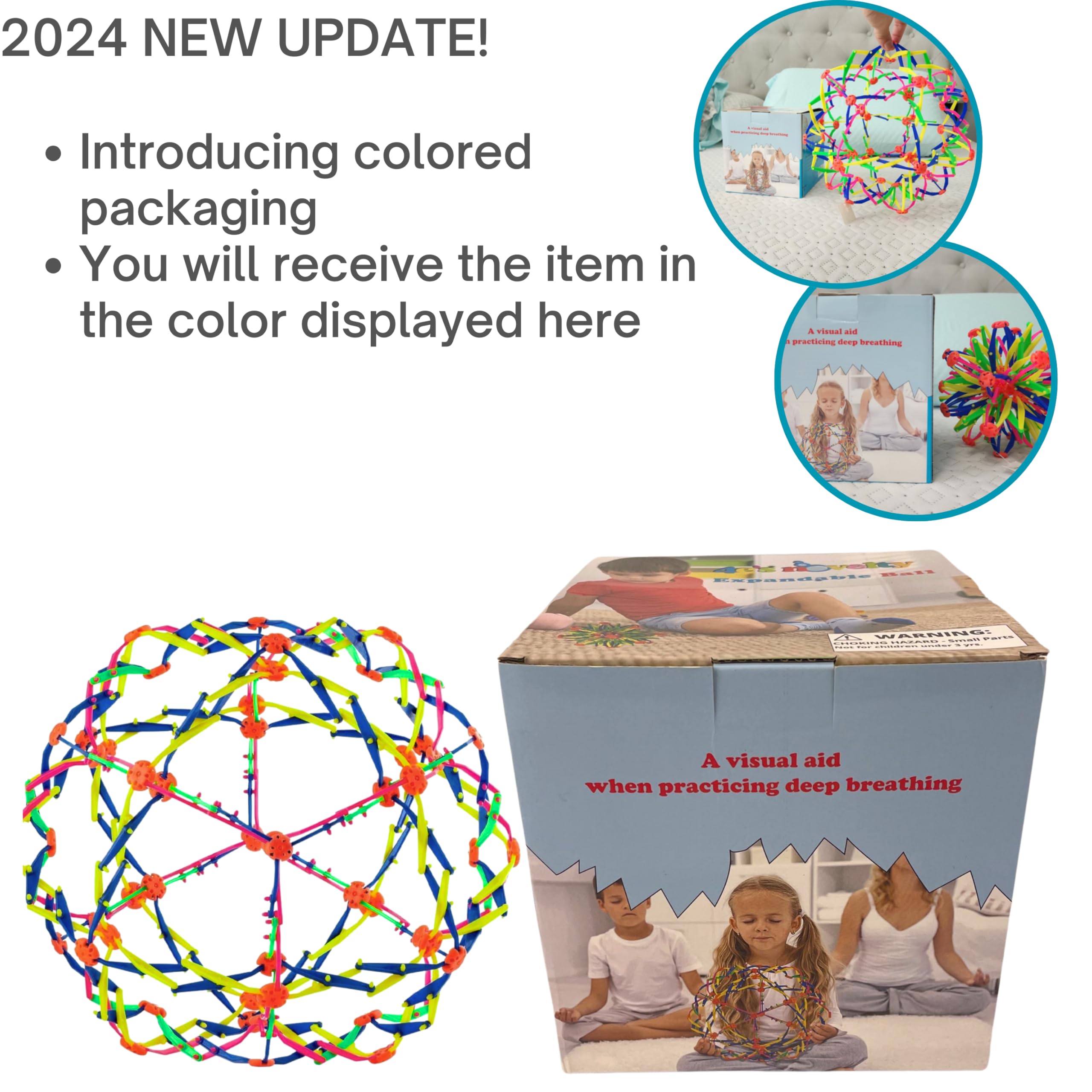 4E's Novelty y Expandable Breathing Ball Sphere - Breathing Visual, Fidget Toys Expands from 6 to 12" Expanding Sphere for Kids & Adult