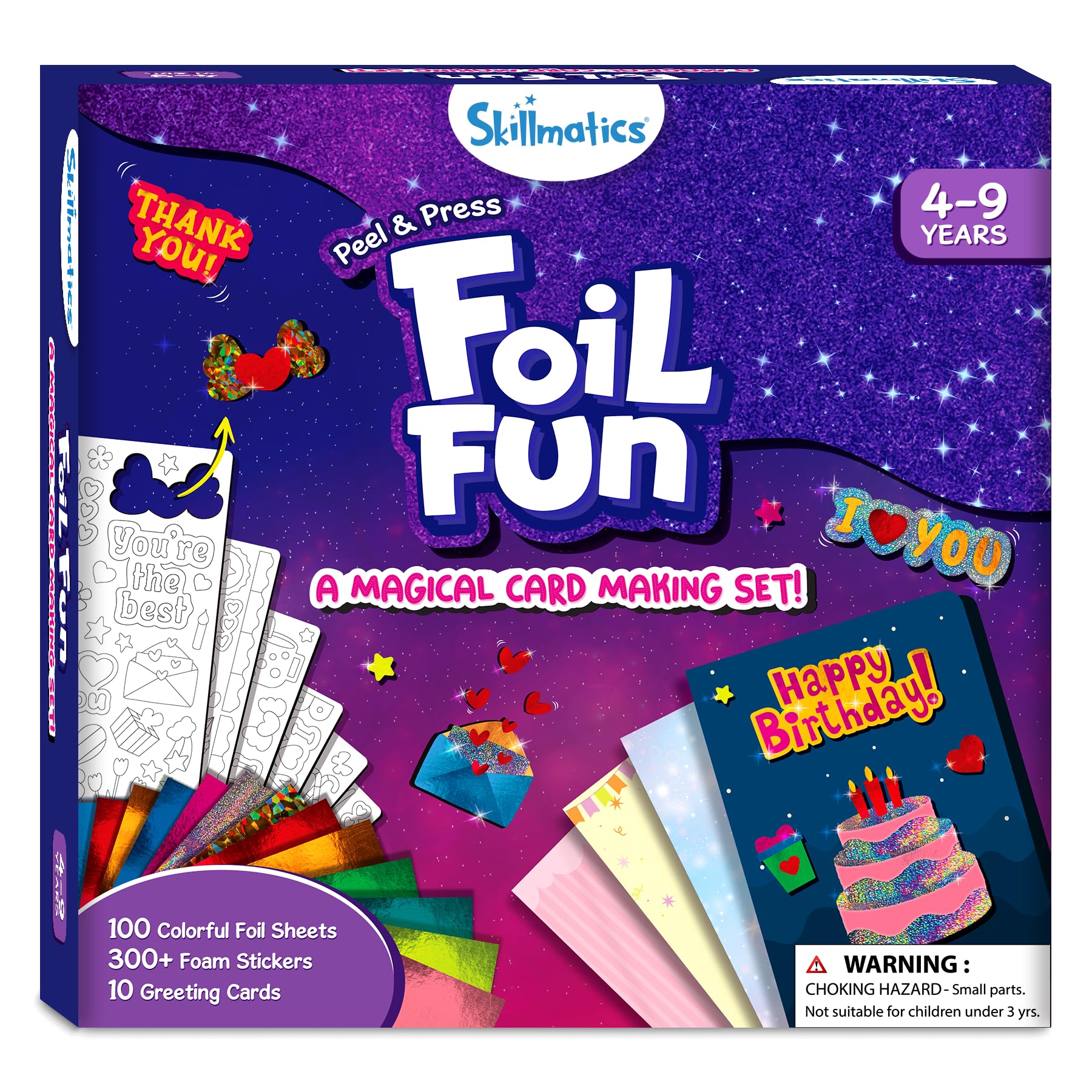 Skillmatics Art & Craft Activity - Foil Fun Card Making Set, Stocking Stuffers, No Mess Art for Kids, DIY Creative Activity, Gifts for Girls & Boys Ages 4, 5, 6, 7, 8, 9, Travel Toys