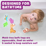 Tub Works® Marine™ Mold Free Bath Toys, 6 Pack | Sealed, No Hole Bath Toys Design Keeps Moisture Out | Soft, Squeezable & Float on Water | Easy-Grip Baby & Toddler Bath Toys | Great Baby Pool Toys