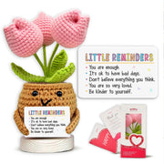 Gossby Handmade Positive Tulip Flower Crochet - Little Reminder You are Enough - Inspirational Gift for Women - Positive Energy, Apreciation, Farewell, Retirement, Goodbye Gift for Coworker