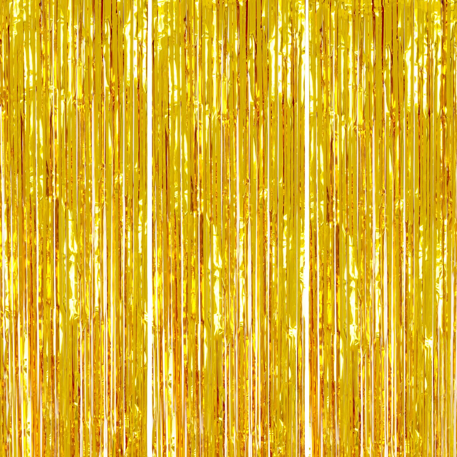 DECOCKRAT 3 Pack Foil Fringe Backdrop - Gold Shiny Tinsel Curtains for Party Decoration/Photo Booth Props - 3.3x8.2 FT Metallic Foil Backdrop for Birthday, Wedding, Graduation, Christmas.