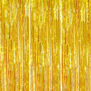 DECOCKRAT 3 Pack Foil Fringe Backdrop - Gold Shiny Tinsel Curtains for Party Decoration/Photo Booth Props - 3.3x8.2 FT Metallic Foil Backdrop for Birthday, Wedding, Graduation, Christmas.