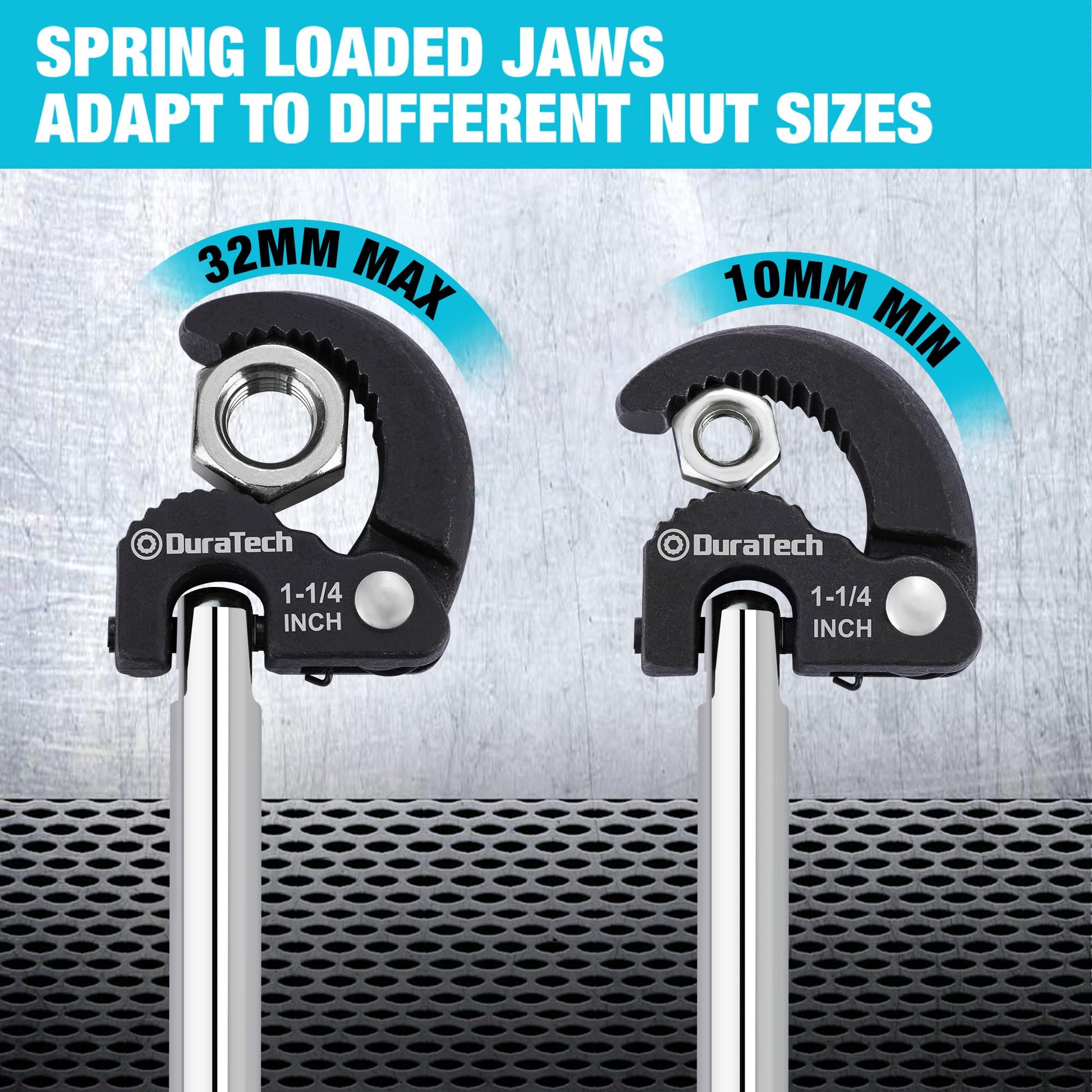 DURATECH 11" Basin Wrench, Sink Wrench, Adjustable Tap Nut Spanner Basin Spanner, Capacity of 3/8" to 1-1/4" for Fixing Back and Union Nuts Under Sink