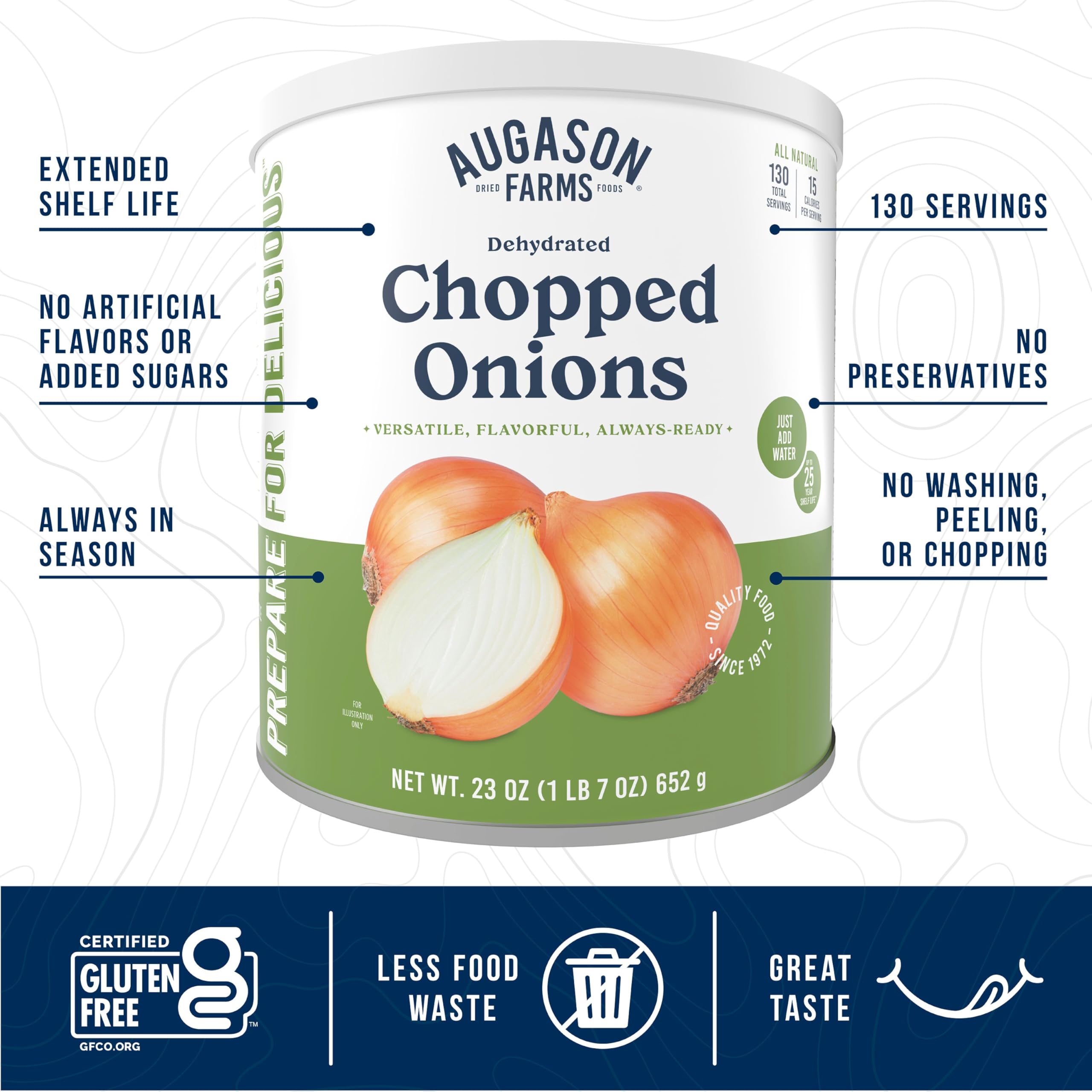 Augason Farms Dehydrated Chopped Onions Can, Emergency Food Supply, Everyday Meals, 130 Servings