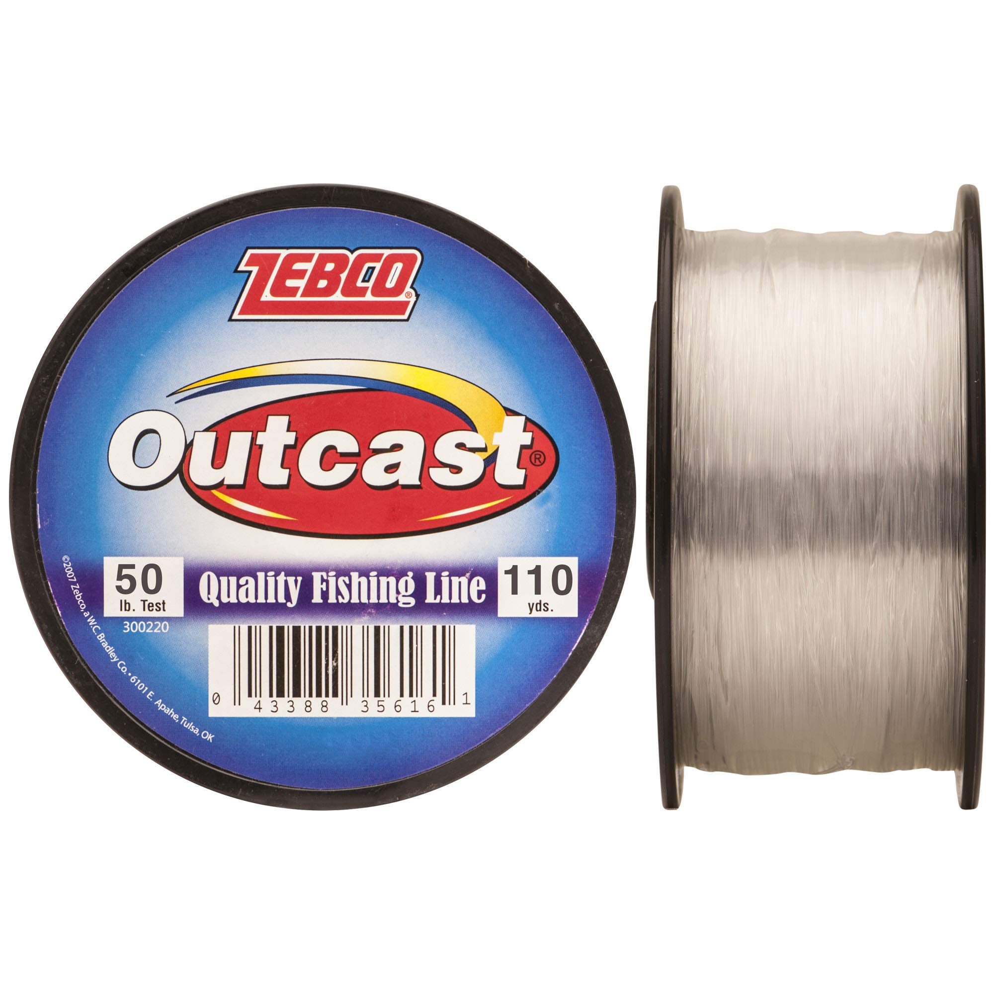 Zebco Outcast Monofilament Fishing Line, 190-Yards, 25-Pound, Low Memory and Stretch, High Tensile Strength, Clear