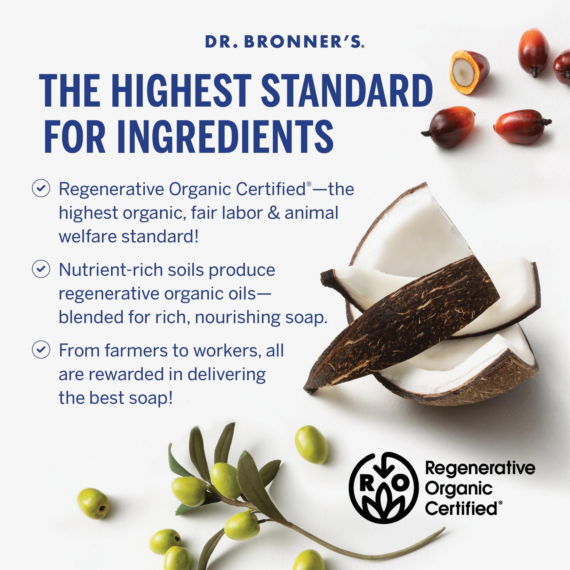 Dr. Bronner's Pure-Castile Magic Liquid Soap - Made with Regenerative Organic Certified Oils - 18-in-1 Uses for Face, Body, Hand Gentle on Baby & Sensitive Skin Body Wash Unscented,32oz