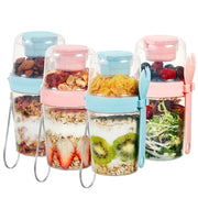 Vtopmart 4 Pack 27oz Yogurt Parfait Cups with Lids and Spoons, Overnight Oats Containers, Reusable Topping Compartment for Breakfast with Yogurt, Cereal or Oatmeal On-the-Go