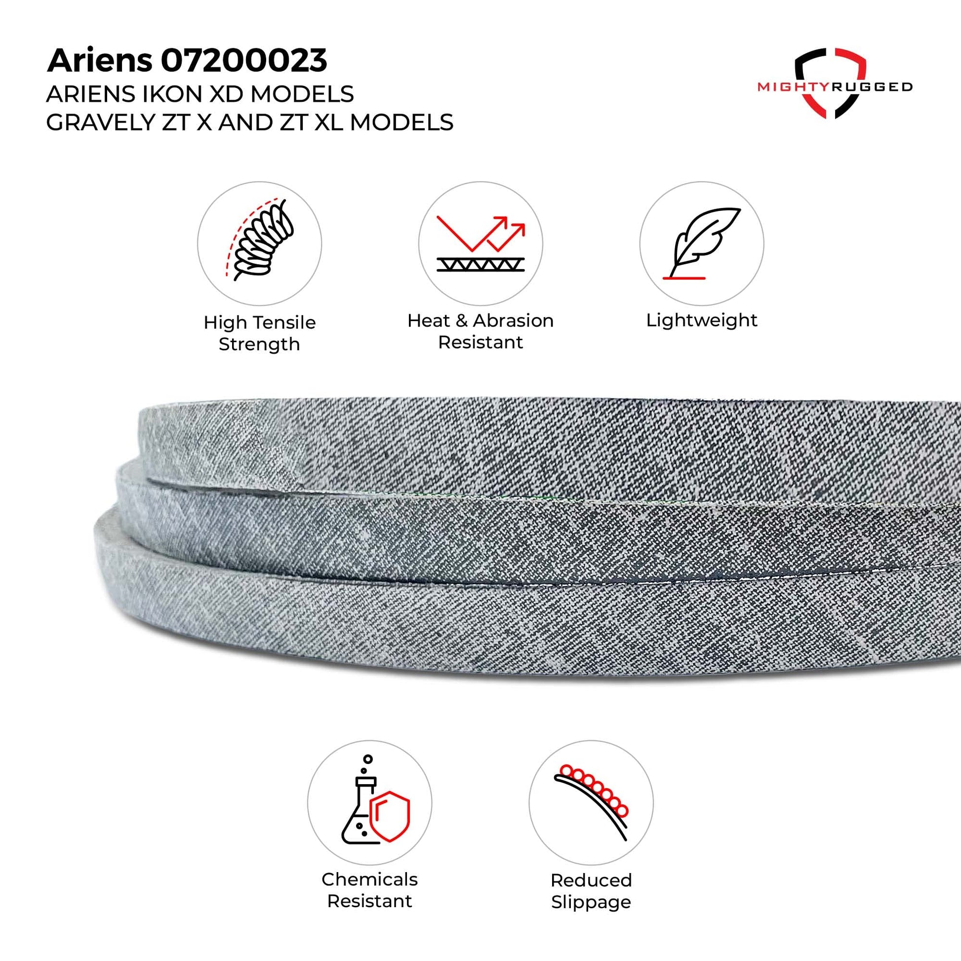 MightyRugged Ariens, Gravely Belt 07200023 Replacement for 52" Deck - Belt Length 145.5" - Heavy-Duty, Durable, Aramid Cord Belt Fits Ariens Zoom, Zoom XL, IKON, Gravely ZT X & ZTXL Series