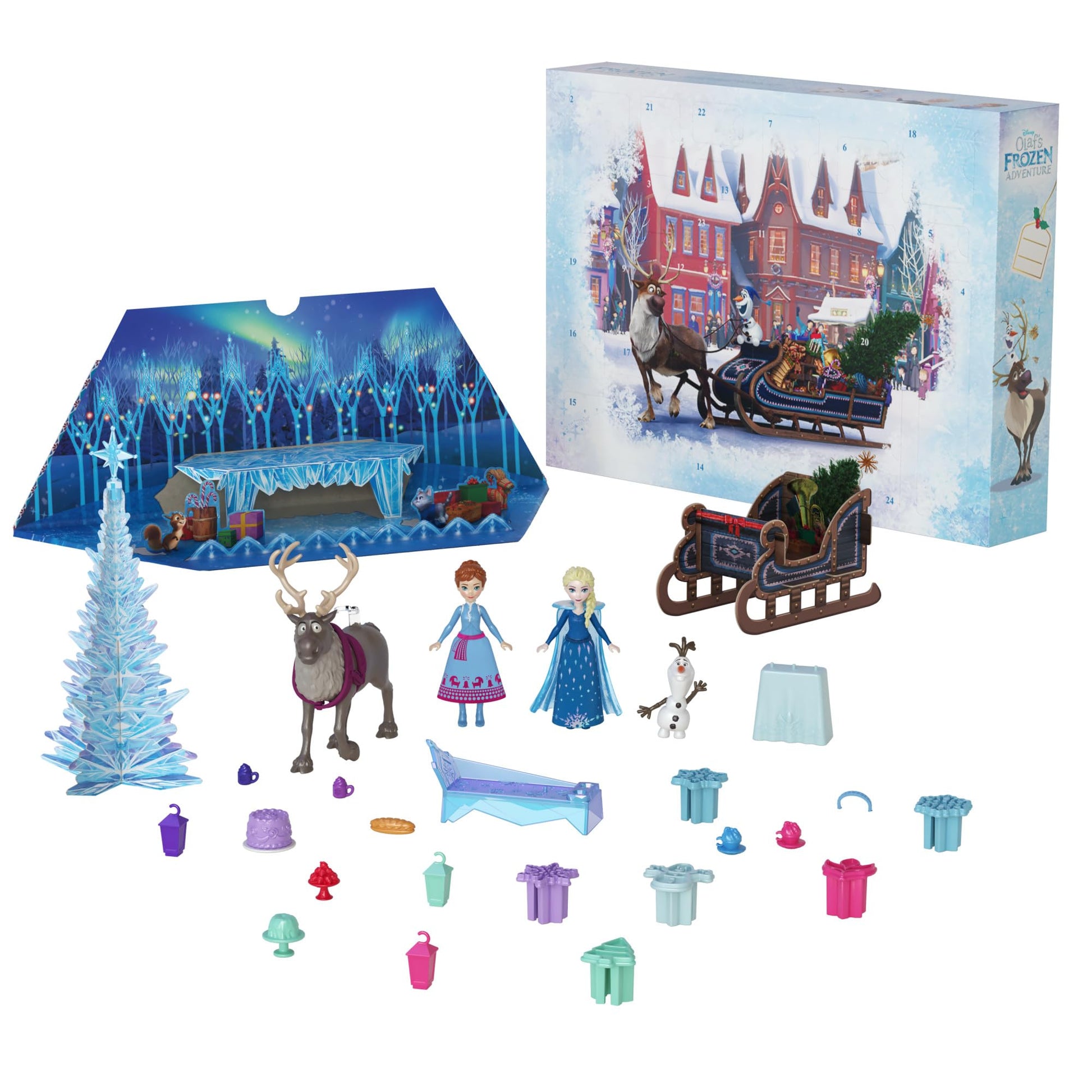 Mattel Disney Frozen Toys, Anna & Elsa Small Doll 2024 Advent Calendar with 2 Friend Figures, Moldable Sand & 24 Play Pieces, Inspired by OlafÃ¢ÂÂs Frozen Adventure
