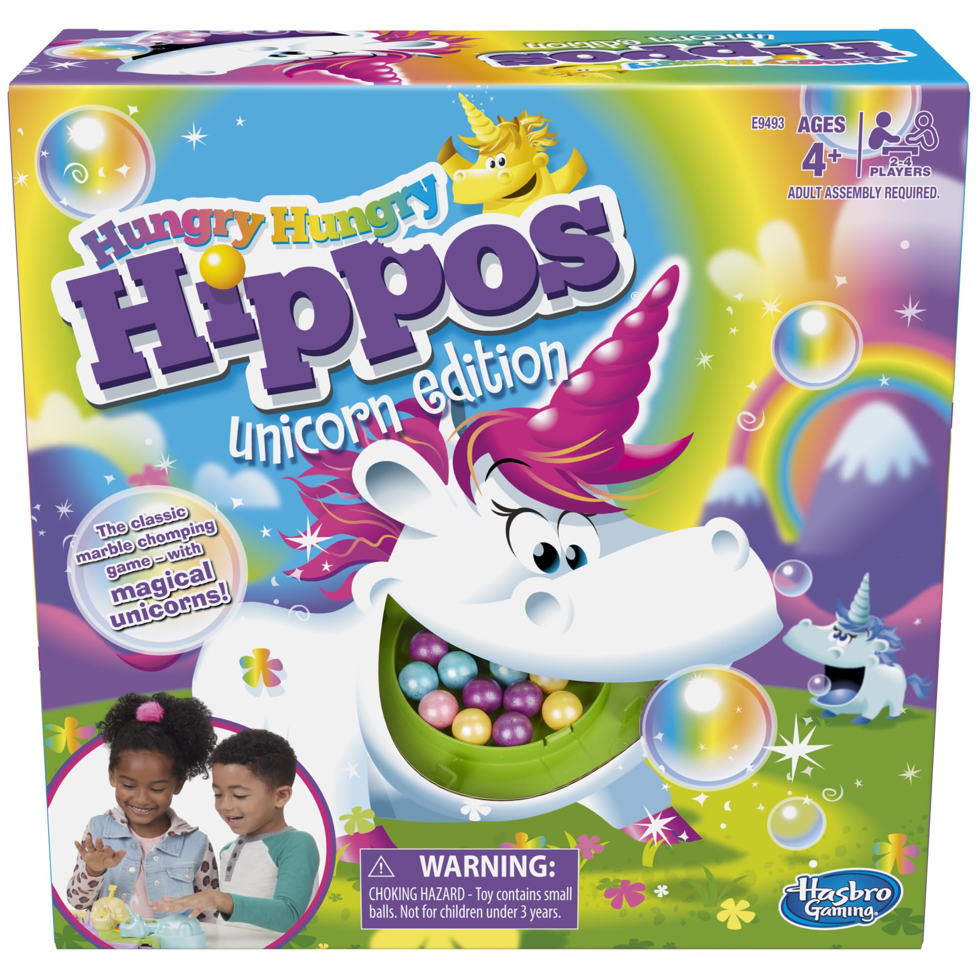 Hasbro Gaming Hungry Hippos Unicorn Edition Pre-School Board Game for Kids Ages 4 and Up; 2-4 Players ( Exclusive)