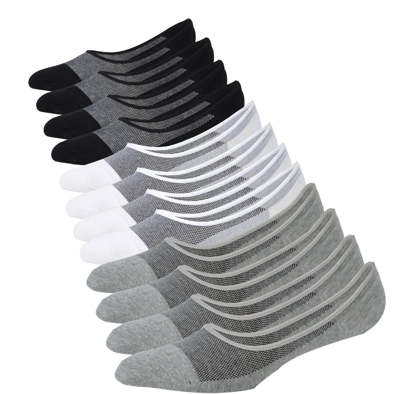 JORMATT 6 Pairs Mens Women Genuine No Show Socks Boys Sneaker Shoes Mesh Knit Low Cut Athletic Cotton Socks Non Slip, Men Shoe size 10-14
