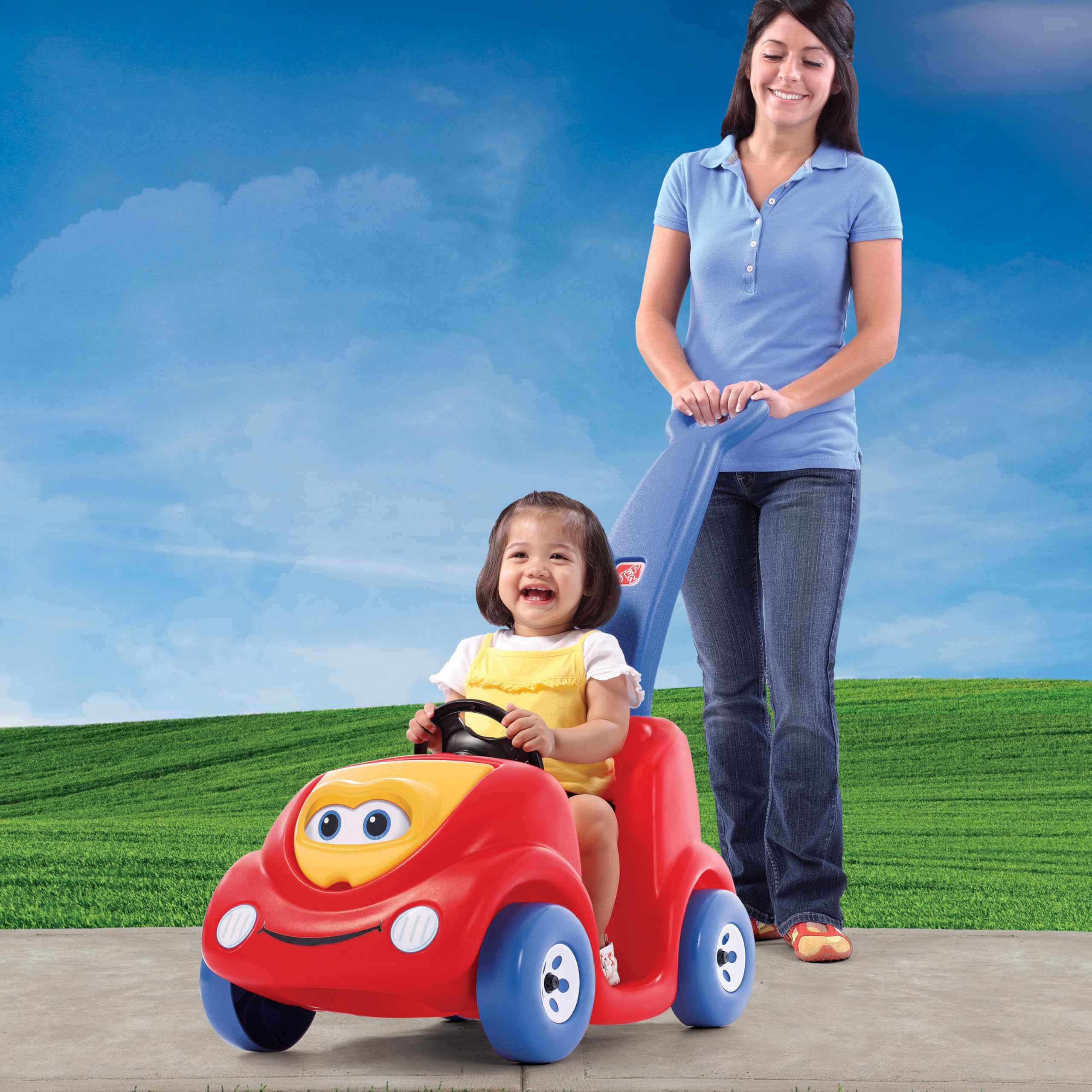Step2 Push Around Buggy Kids Push Car, Ride On Toy, Stroller Substitute, Includes Seat Belt & Horn, Made of Durable Plastic, Max Weight 50 lbs., For Toddlers 1.5-4 Years Old, Red