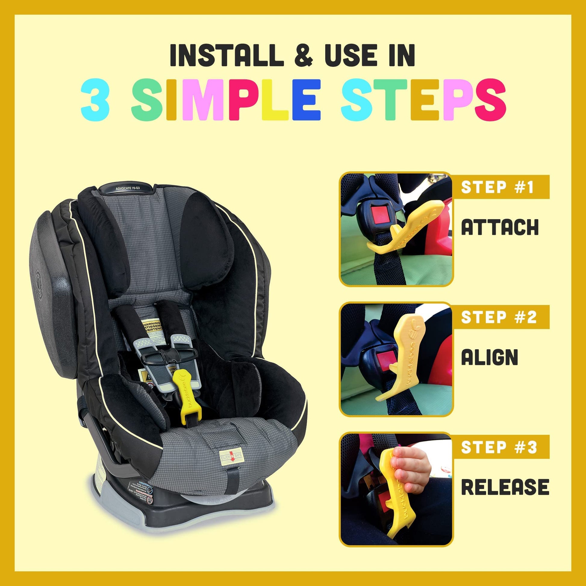 Bucklebee Easy Car Seat Buckle Release Aid for Children Unbuckle Car Seat Release Tool - Button Pusher - Opener for Nails - Buckle Release (1 Pack Teal)