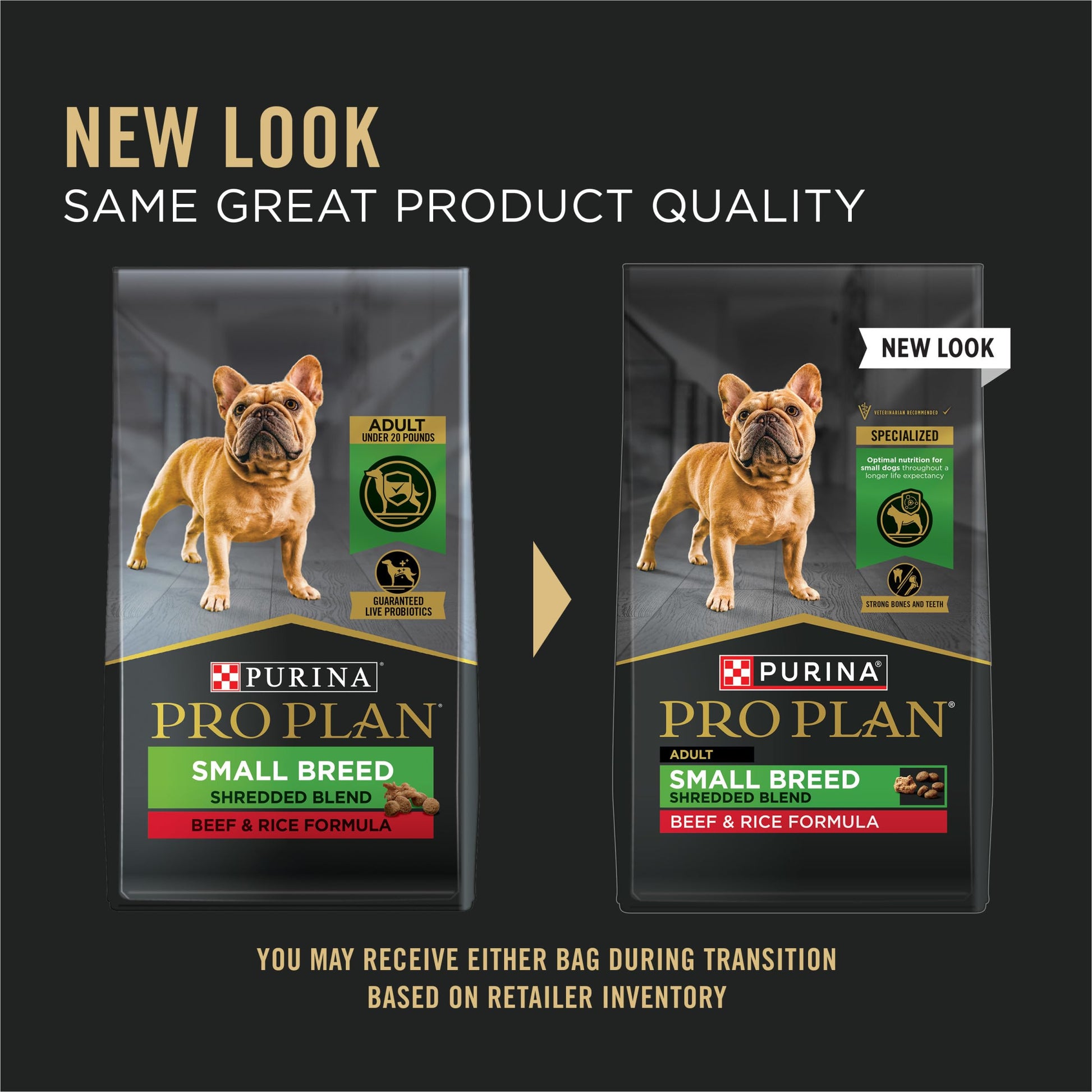 Purina Pro Plan Small Breed Dry Dog Food, Shredded Blend Beef and Rice Formula With Guaranteed Live Probiotics - 6 lb. Bag