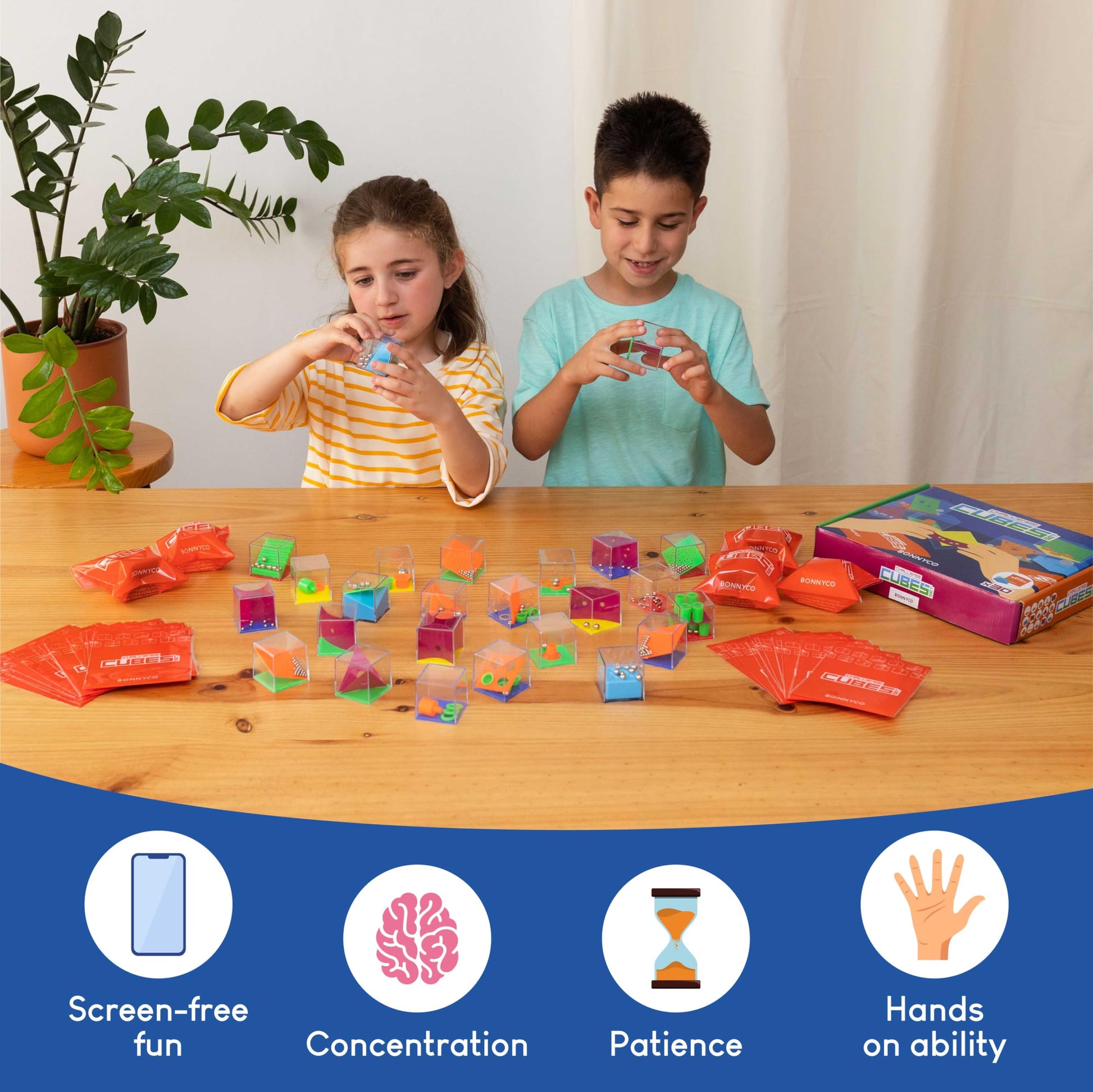 BONNYCO Brain Teaser Puzzles Cubes Kids Party Favors Pack 30 Pinata Goodie Bags Stuffers for Kids 3-5 4-8, Return Gifts for Birthday Party | Mini Puzzle Games, Classroom Prizes | Rewards Stocking