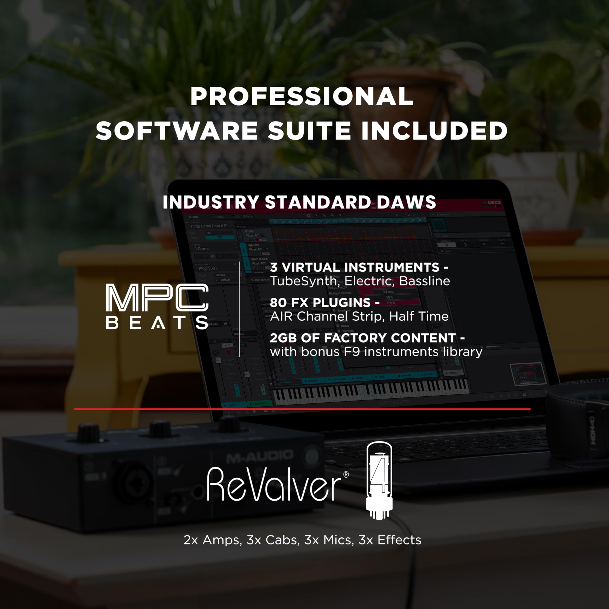 M-AUDIO M-Track Solo USB Audio Interface for Recording, Streaming and Podcasting with XLR, Line and DI Inputs, Plus a Software Suite Included