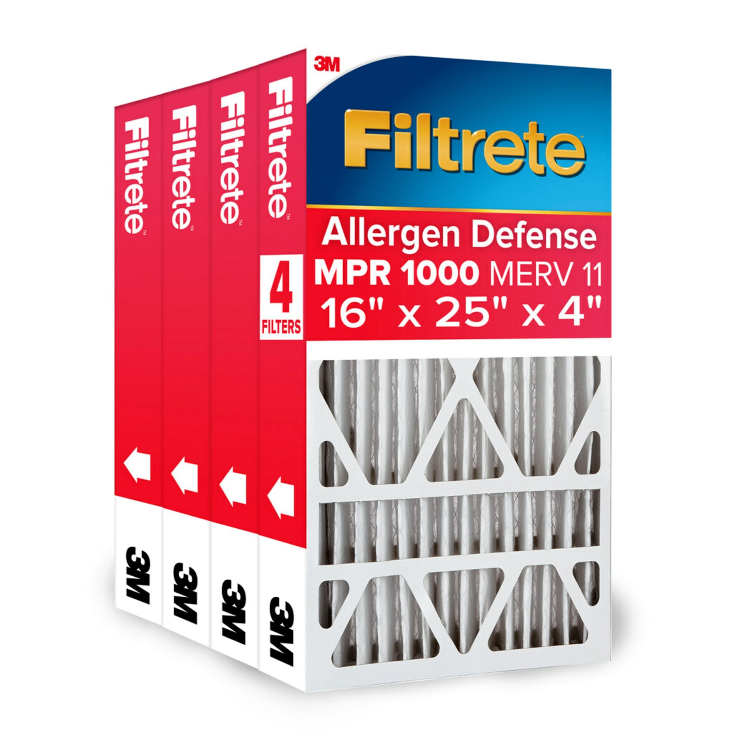Filtrete Electrostatic Deep Pleat Air Filter 1000 MPR, 20 in x 25 in x 4 in - 4 Units per Case