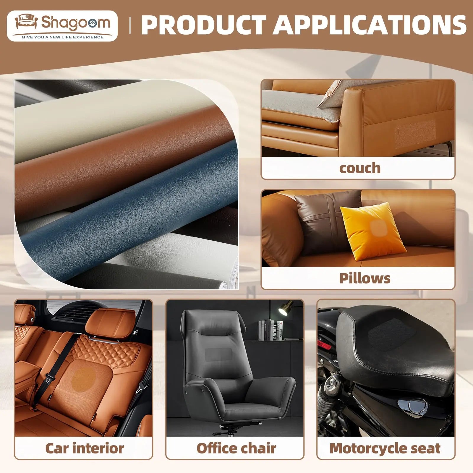 Shagoom Leather Repair Patch, 17X79 Inch Repair Patch Self Adhesive Waterproof, DIY Large Vinyl Patches for Couches, Furniture, Kitchen Cabinets, Wall （Black, 17X79 Inch）