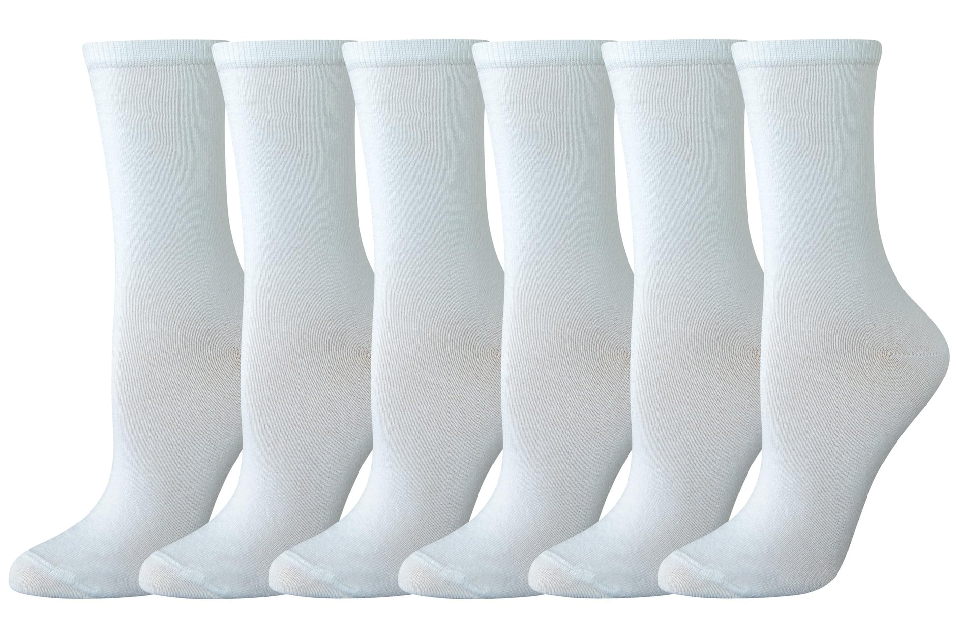 Amazon Essentials Women's Casual Crew Socks, 6 Pairs, White, 6-9