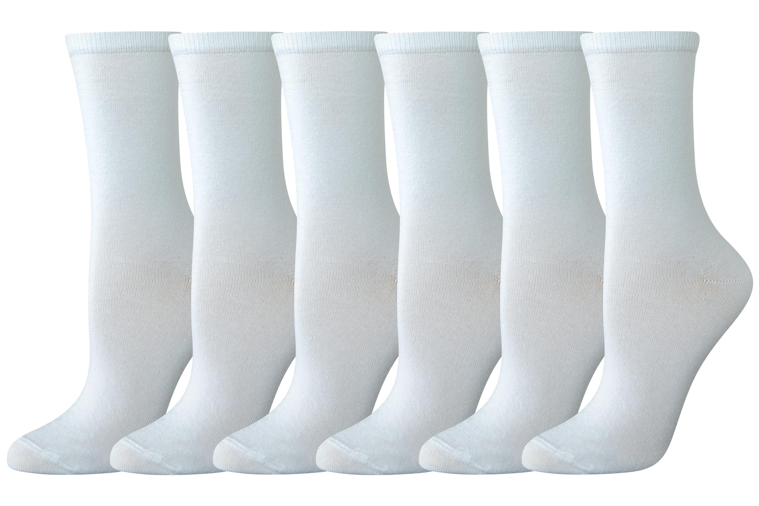 Amazon Essentials Women's Casual Crew Socks, 6 Pairs, White, 6-9