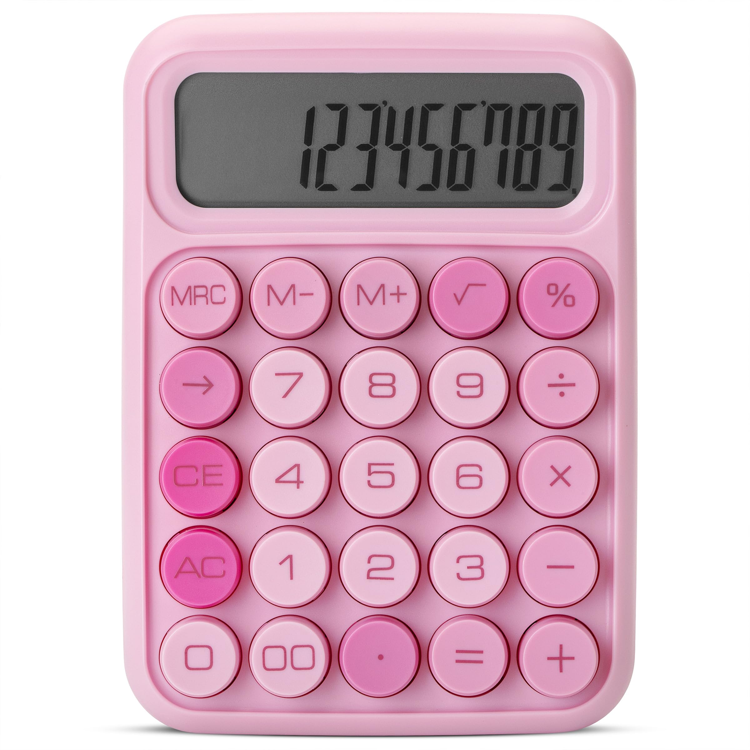 Mr. Pen Mechanical Switch Calculator - 12 Digit Large LCD Display, Pink with Big Buttons, Back to School Supplies