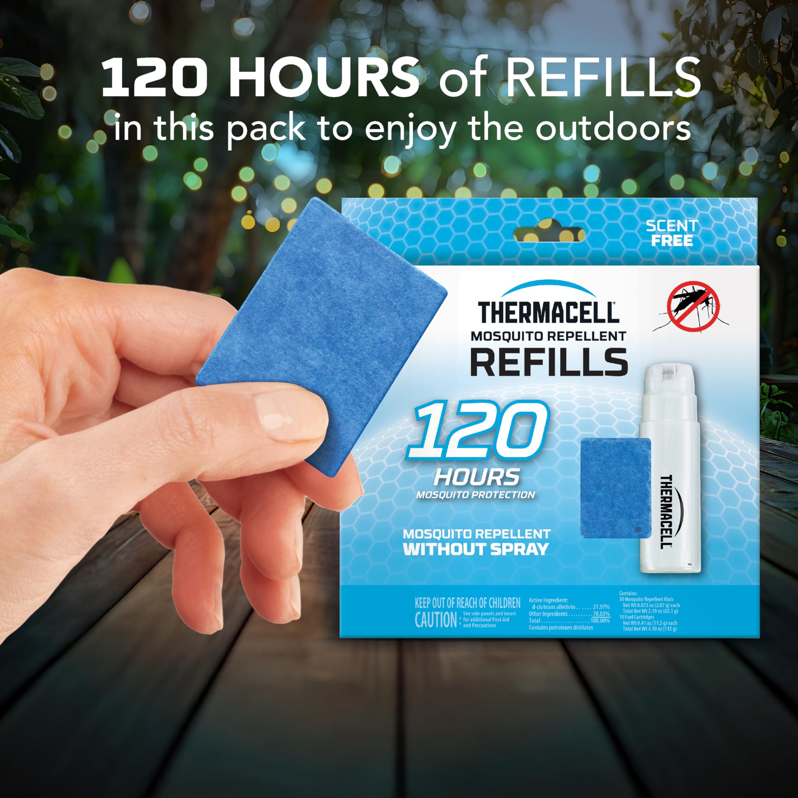 Thermacell Mosquito Repellent Refills; Provide 120 Hours of Protection; Contain 30 Repellent Mats, 10 Fuel Cartridges; Compatible with Any Fuel-Powered Mosquito Repeller Product